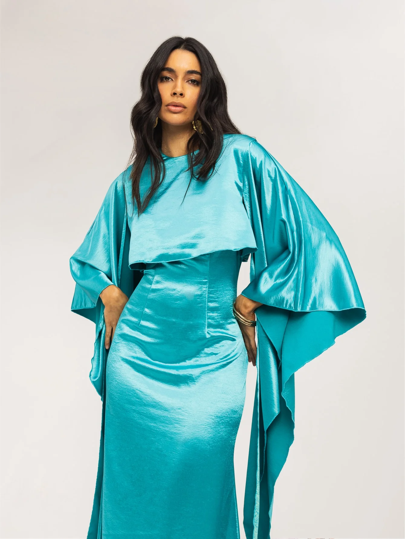 Morana Cape Dress in Blue - Image 5