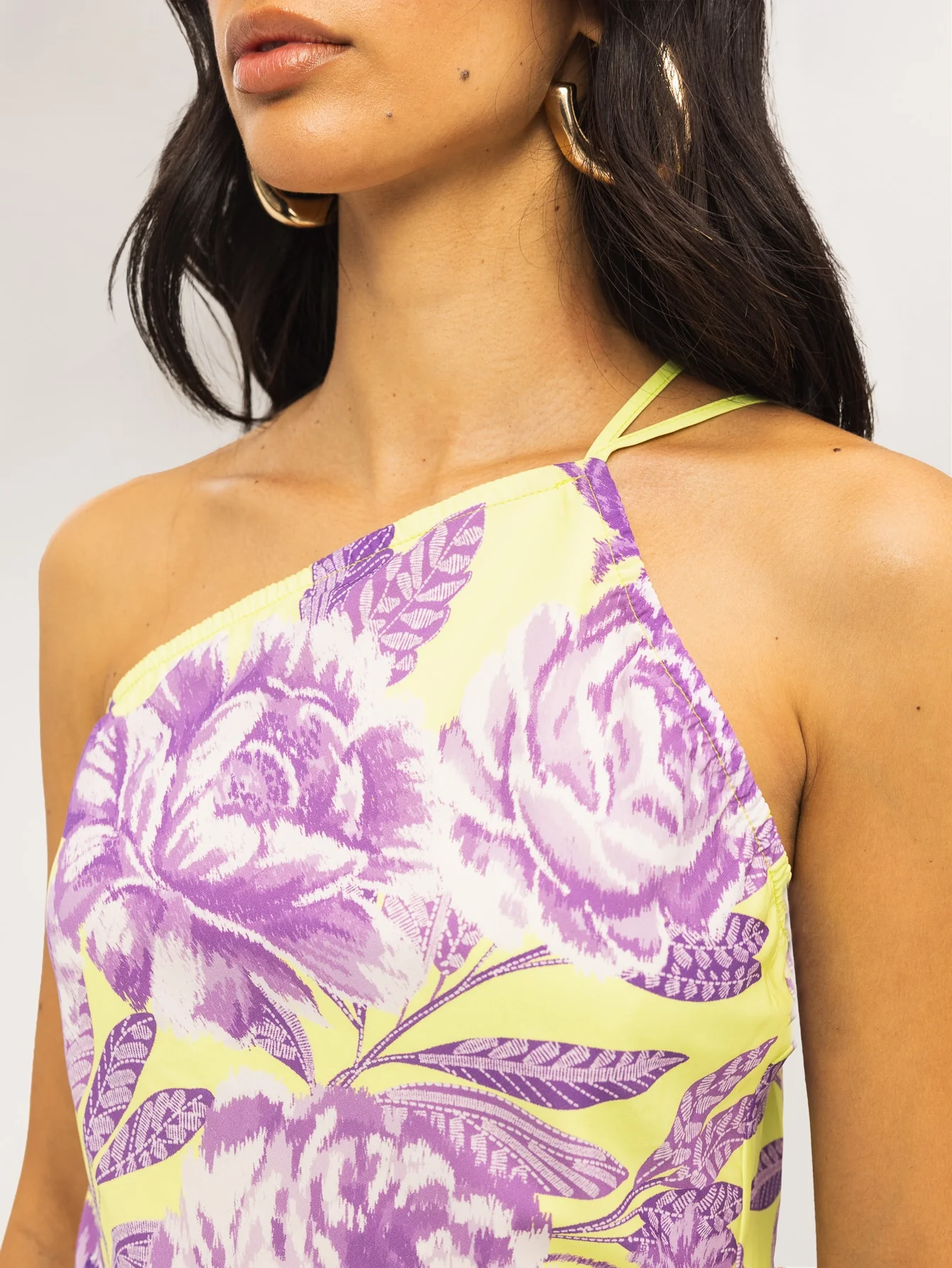 Nerine Dress in Purple on Lime Floral - Image 3
