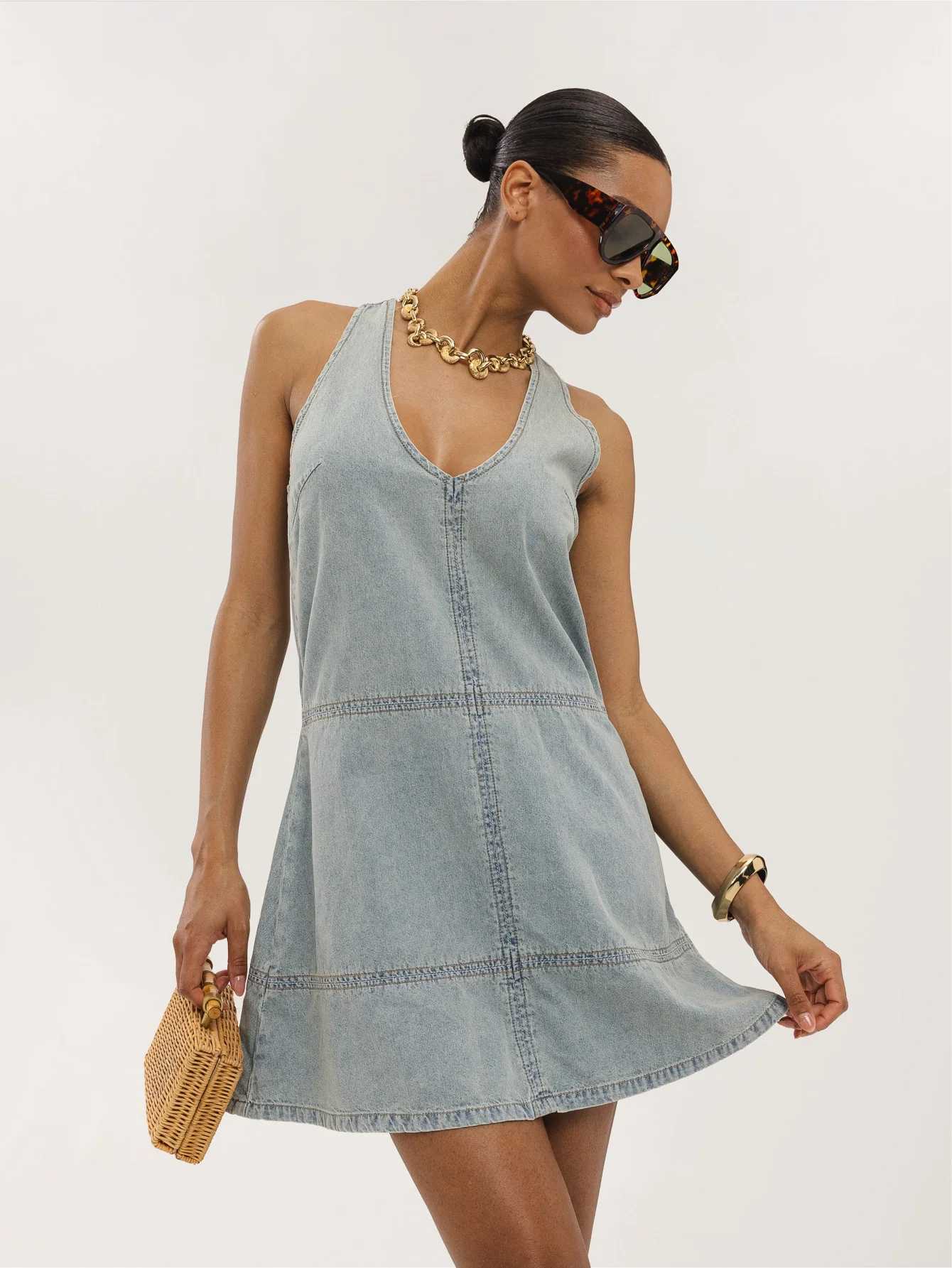 Giavella Denim Dress in Light Wash