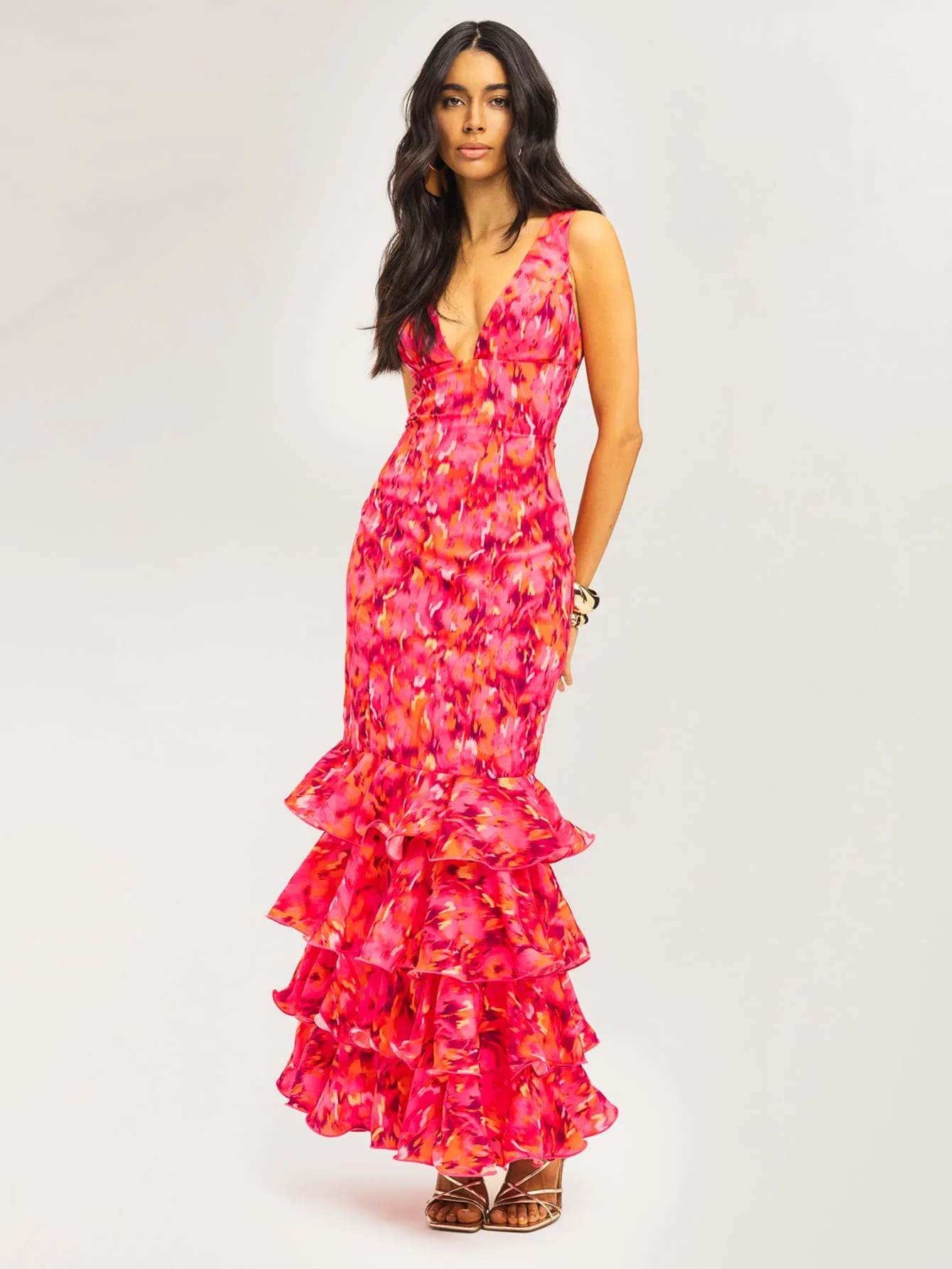 Dalia Dress in Pink & Orange Floral