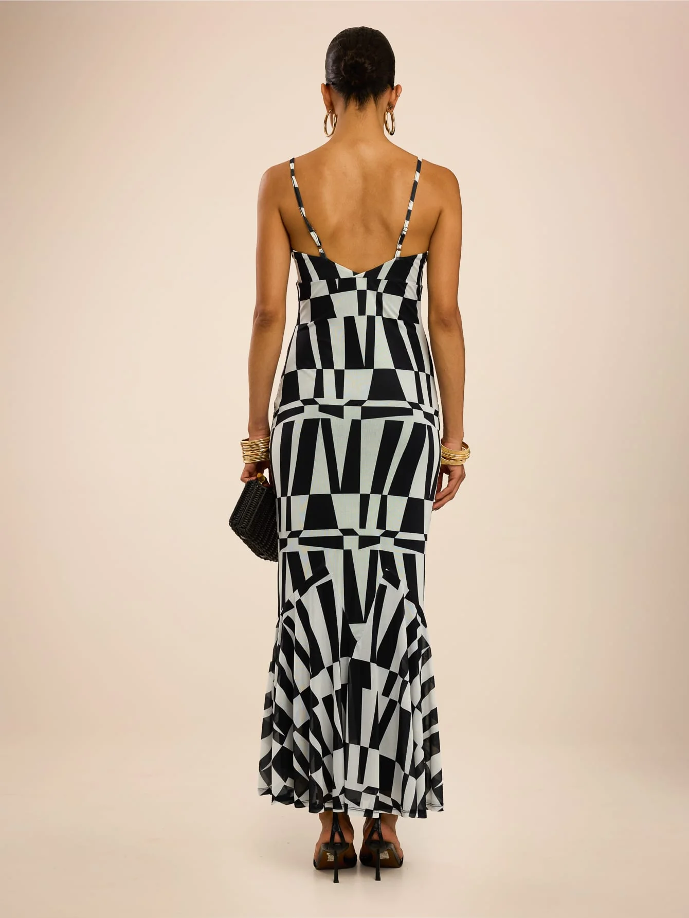 Elora Dress in Abstract Black & White - Image 3