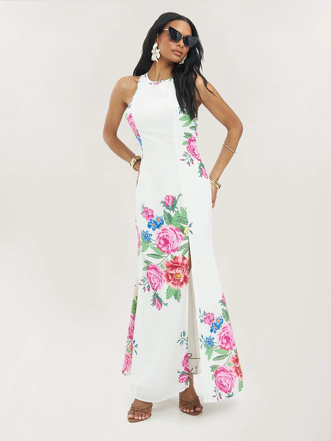 Solena Dress in White Bloom