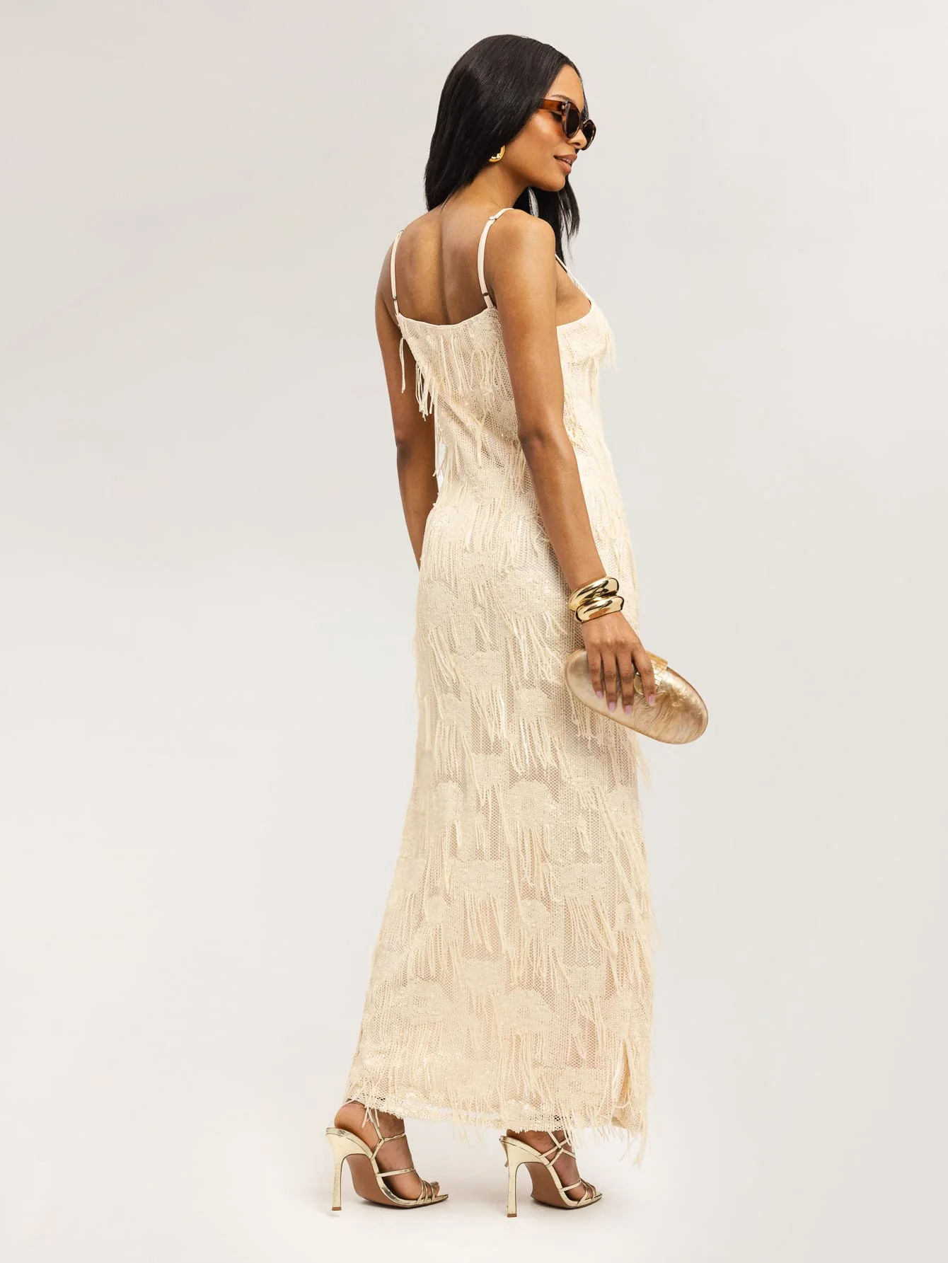 Celine Sequin Dress in Cream - Image 3