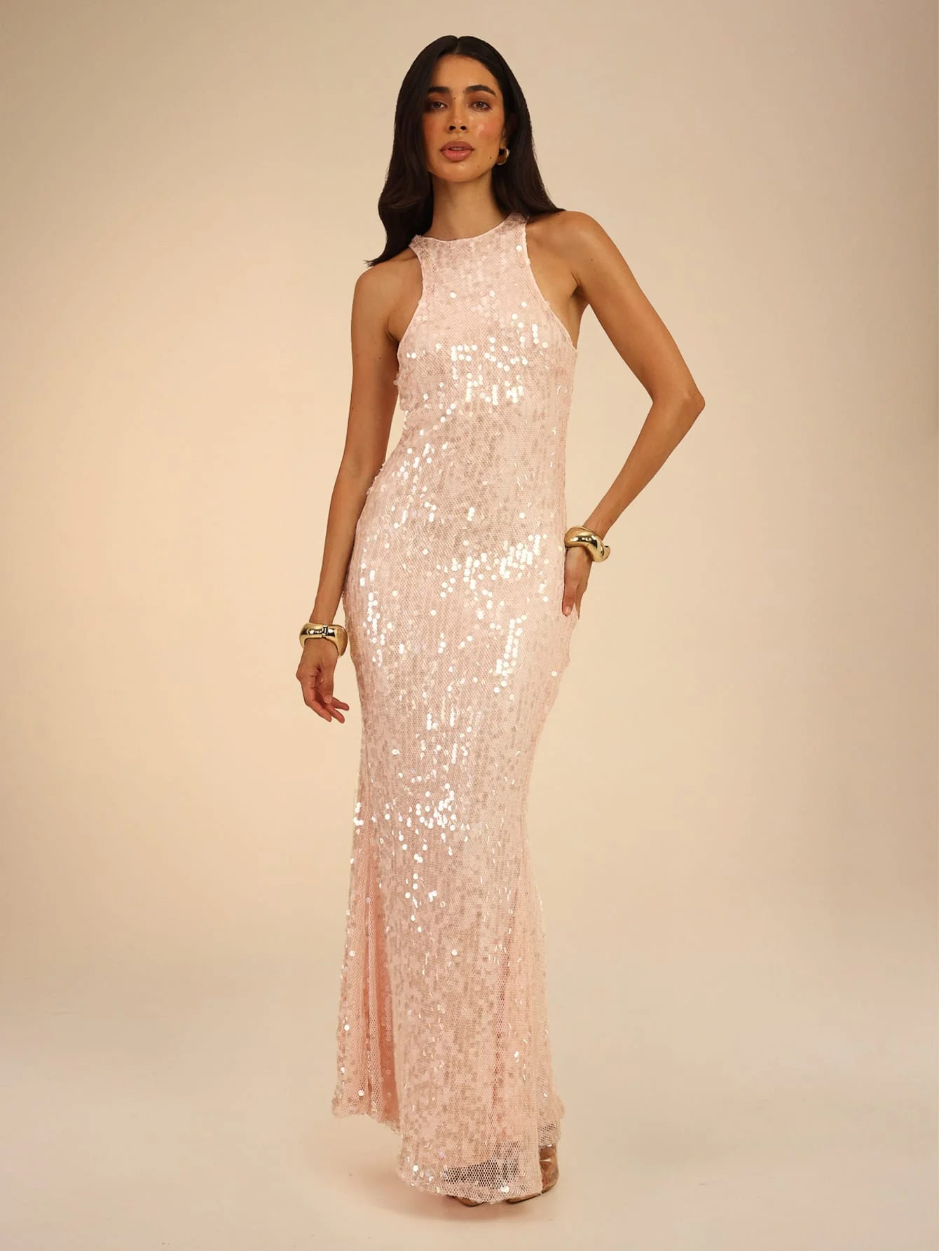 Bellanda Sequin Dress in Champagne Blush