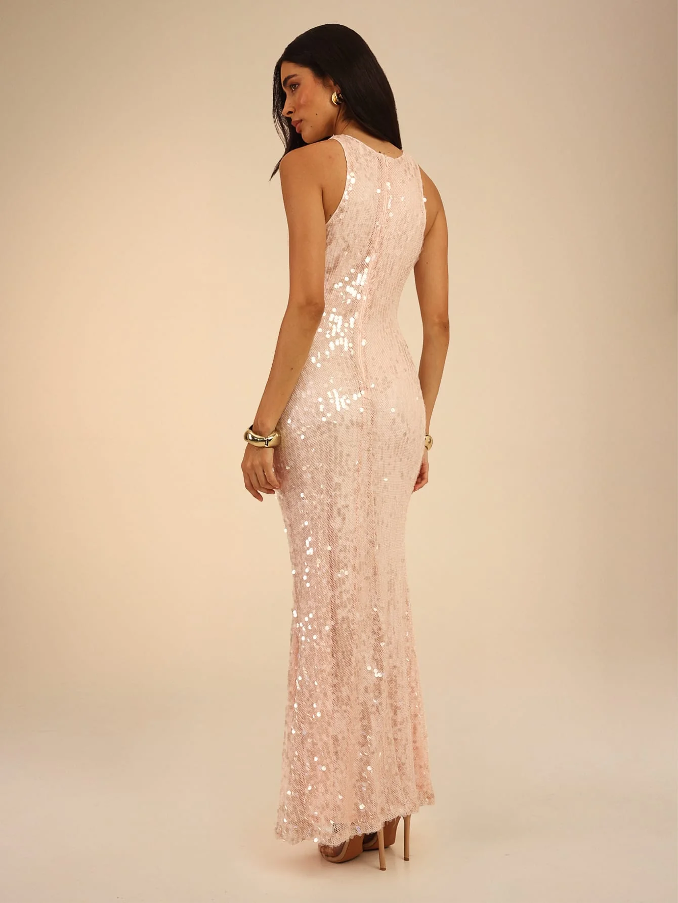 Bellanda Sequin Dress in Champagne Blush - Image 3