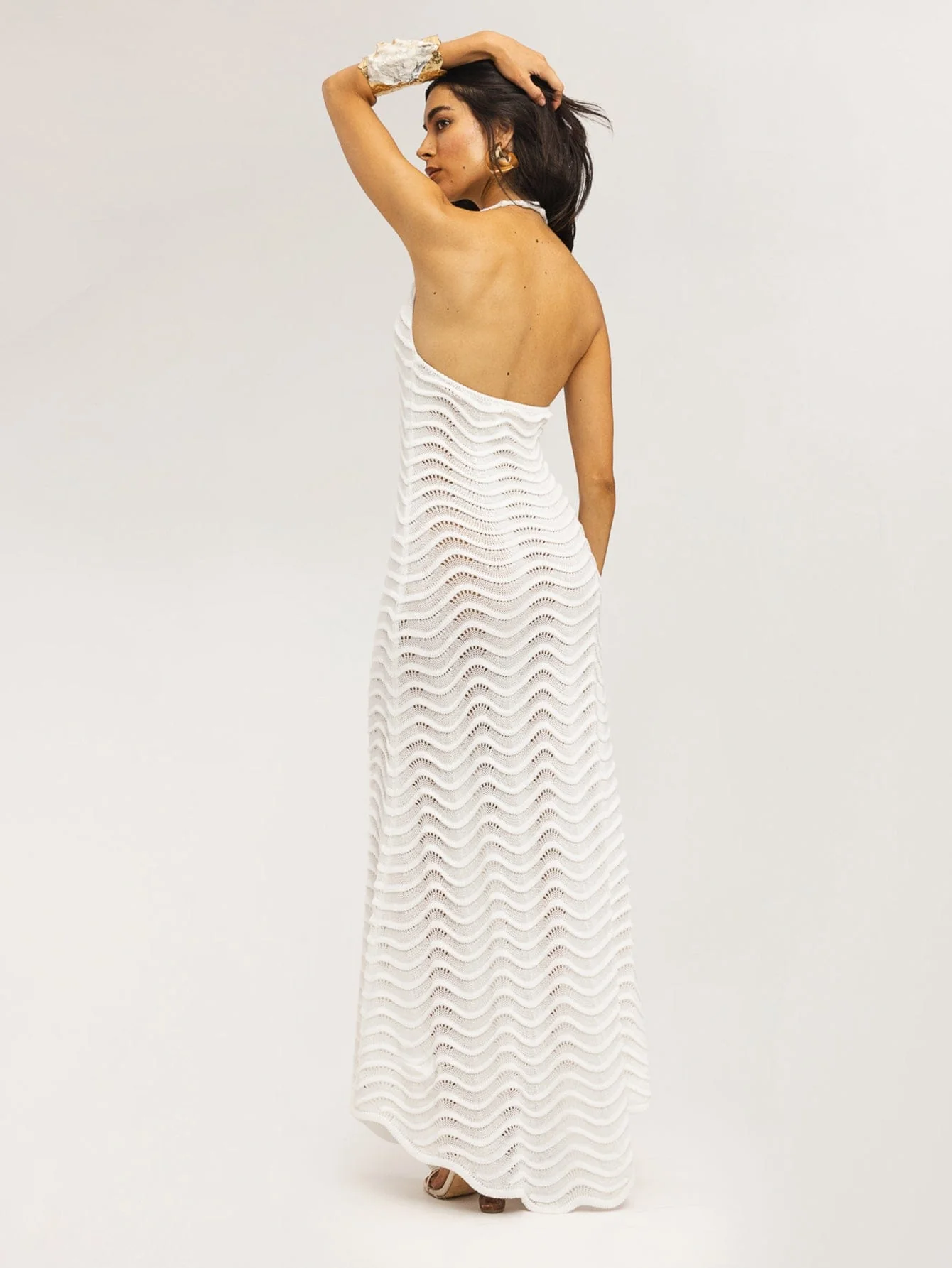 Corsara Knit Dress in White - Image 2