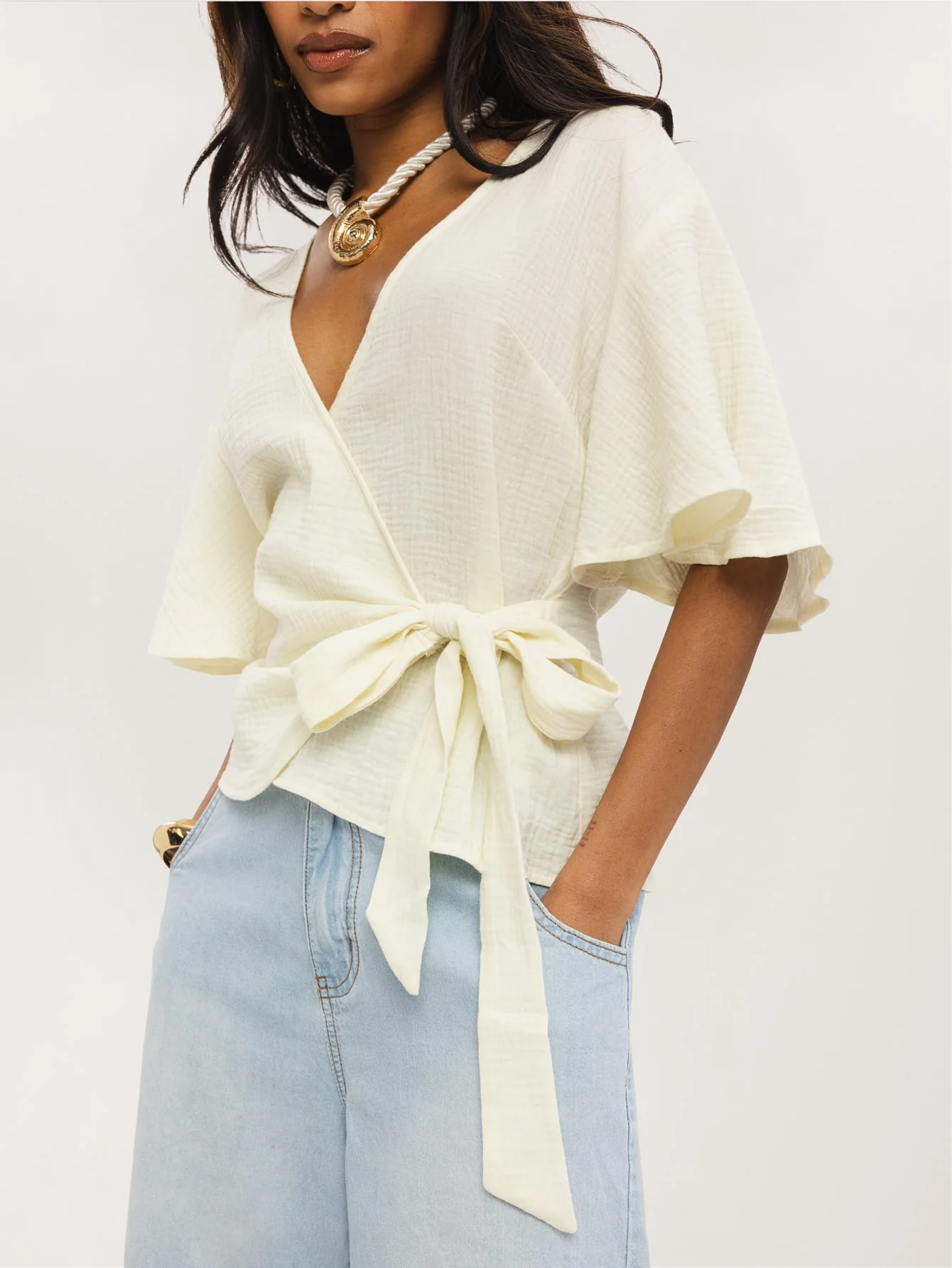 Suri Wrap Top in Cream