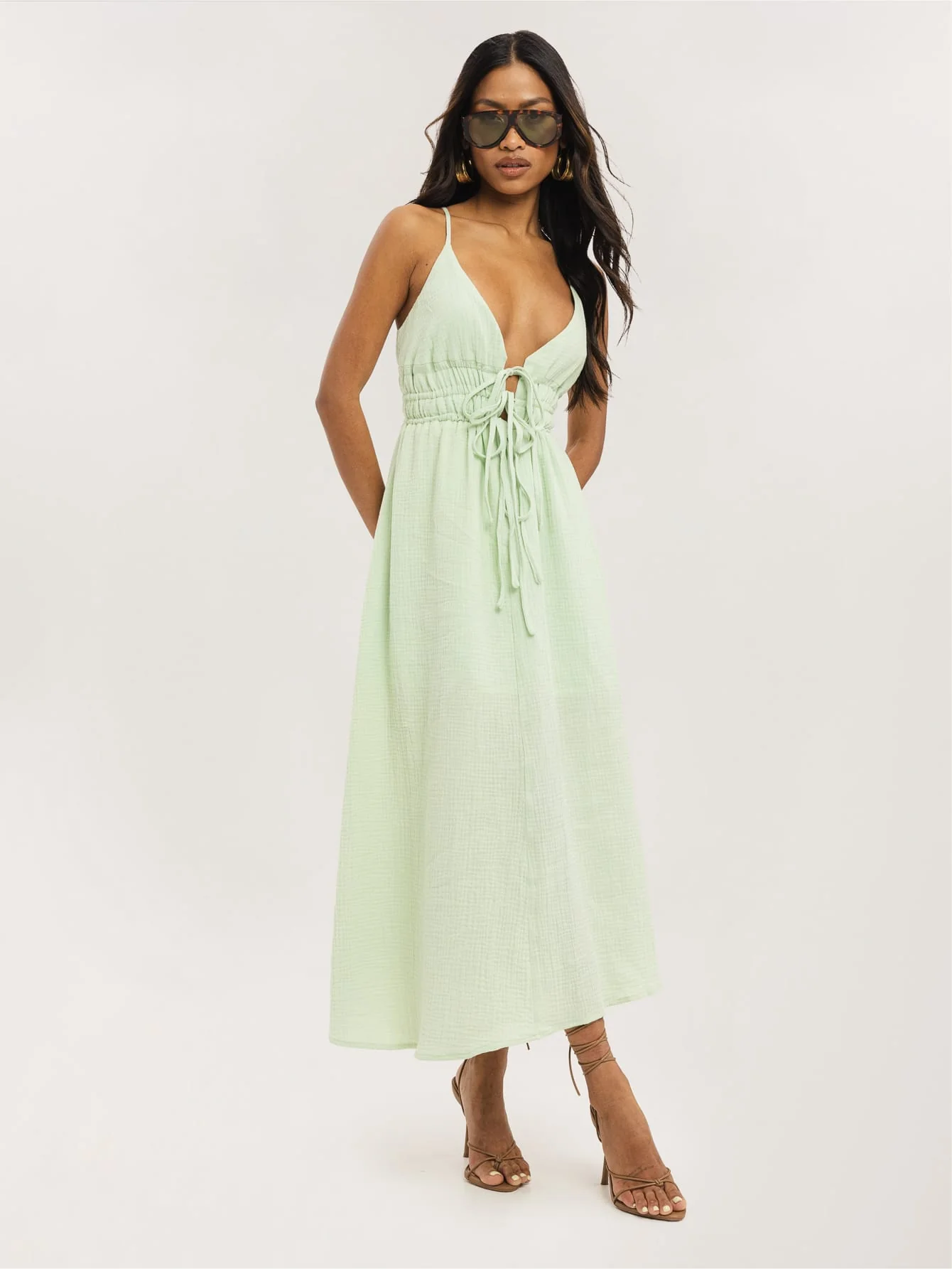 Bastina Dress in Pastel Green - Image 5