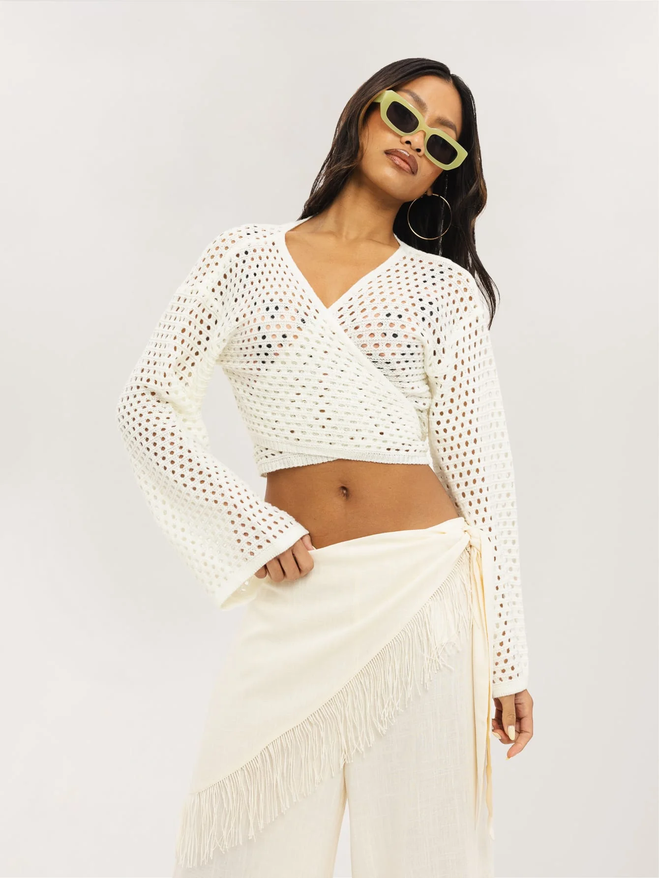 Theia Wrap Front Top in White - Image 3