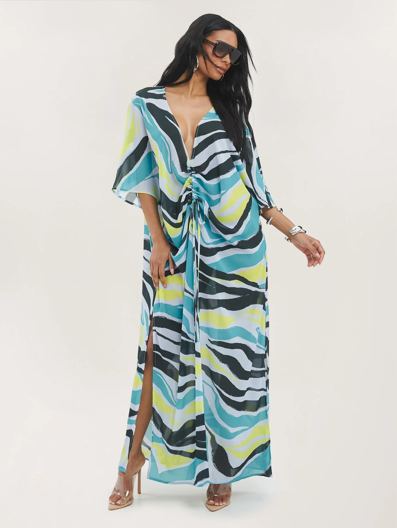 Aurelia Kaftan in Acid Abstract Zebra