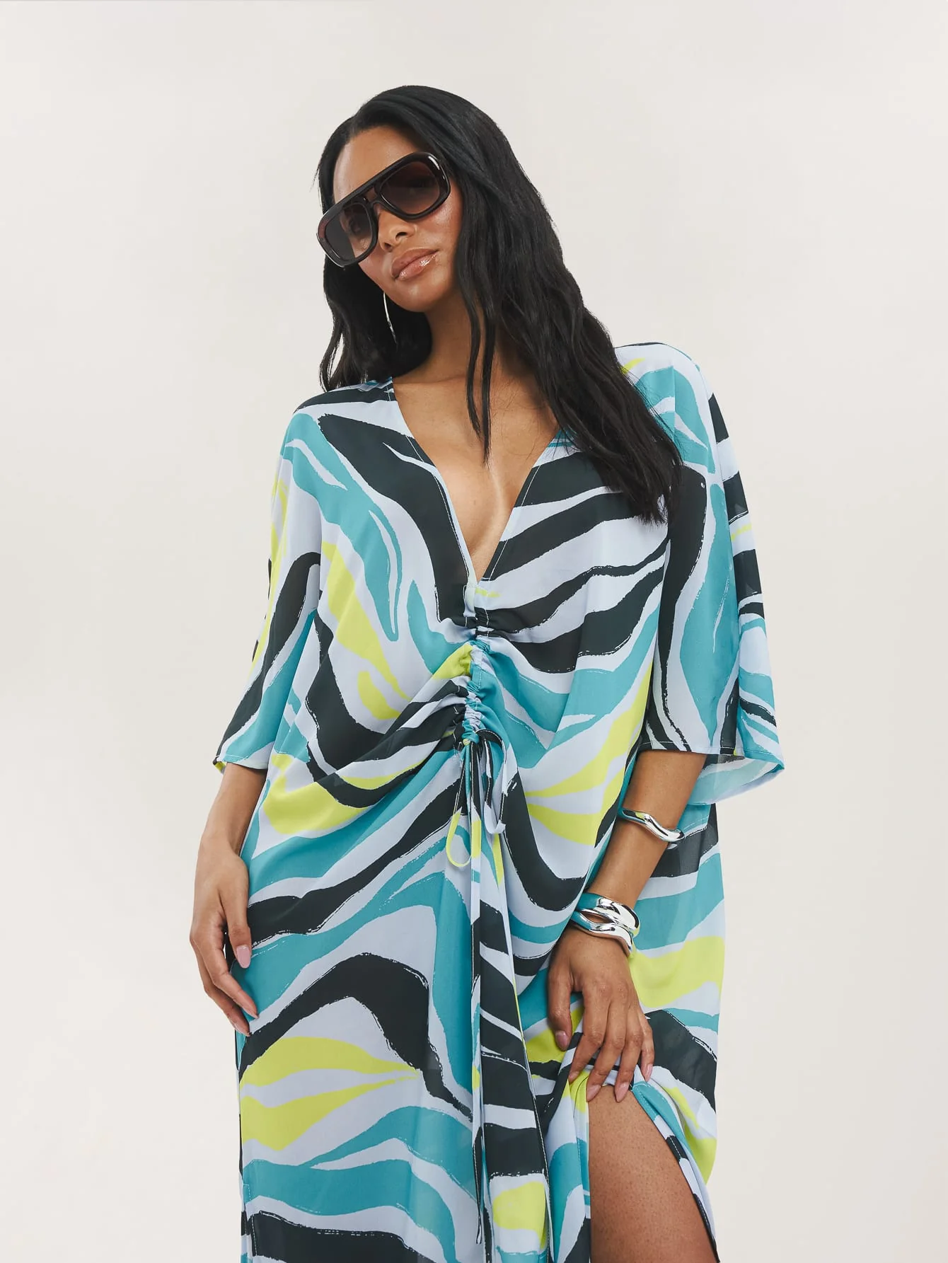 Aurelia Kaftan in Acid Abstract Zebra - Image 4
