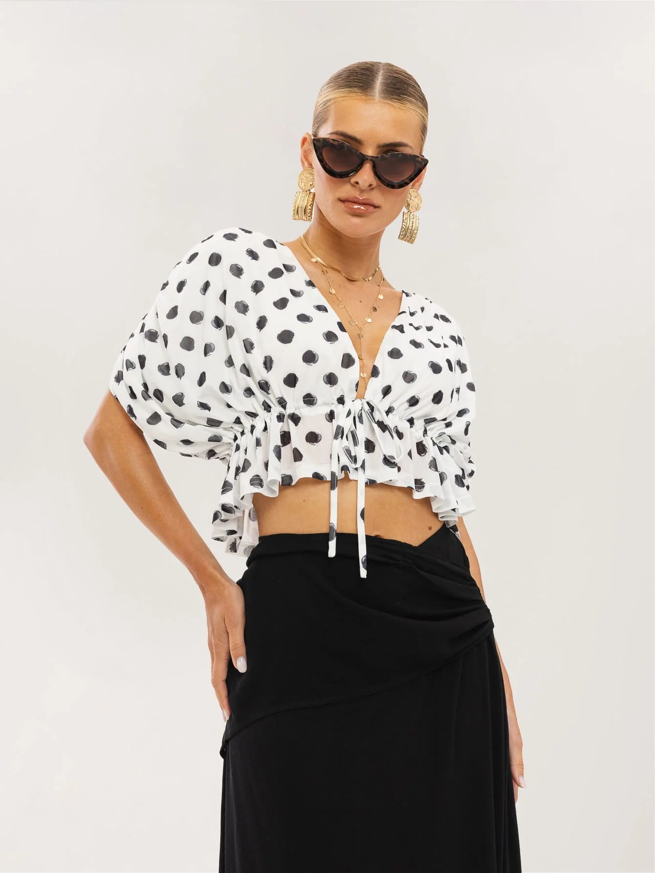 Astrea Top in White On Black Dot - Image 4