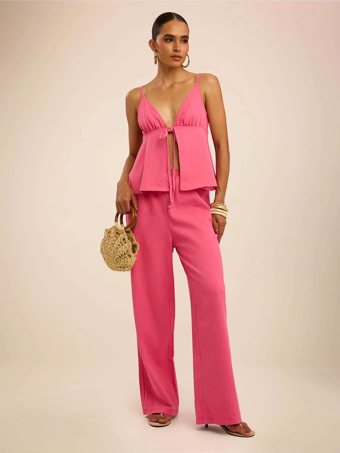 Caressa Denim Co-ord in Hot Pink