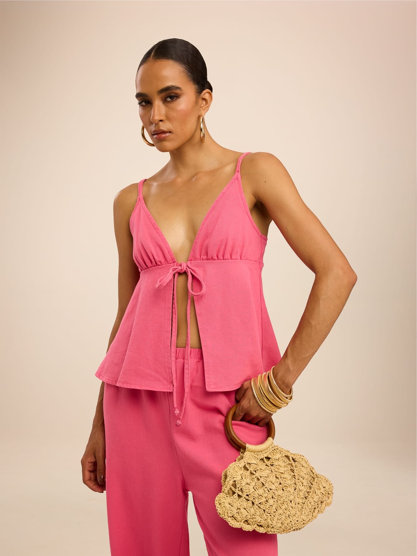 Caressa Denim Co-ord in Hot Pink - Image 2