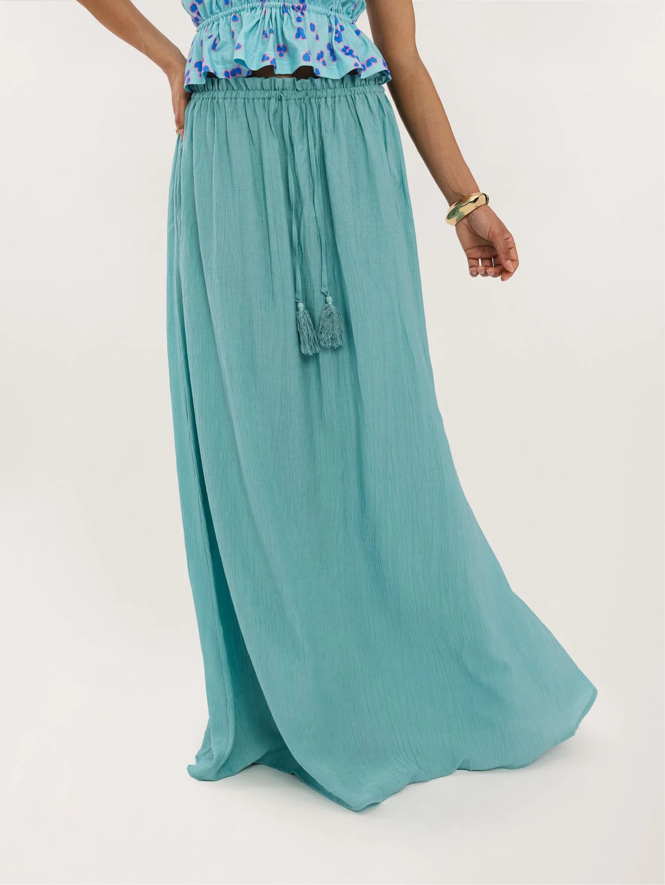 Mazu Maxi Skirt in Teal - Image 5