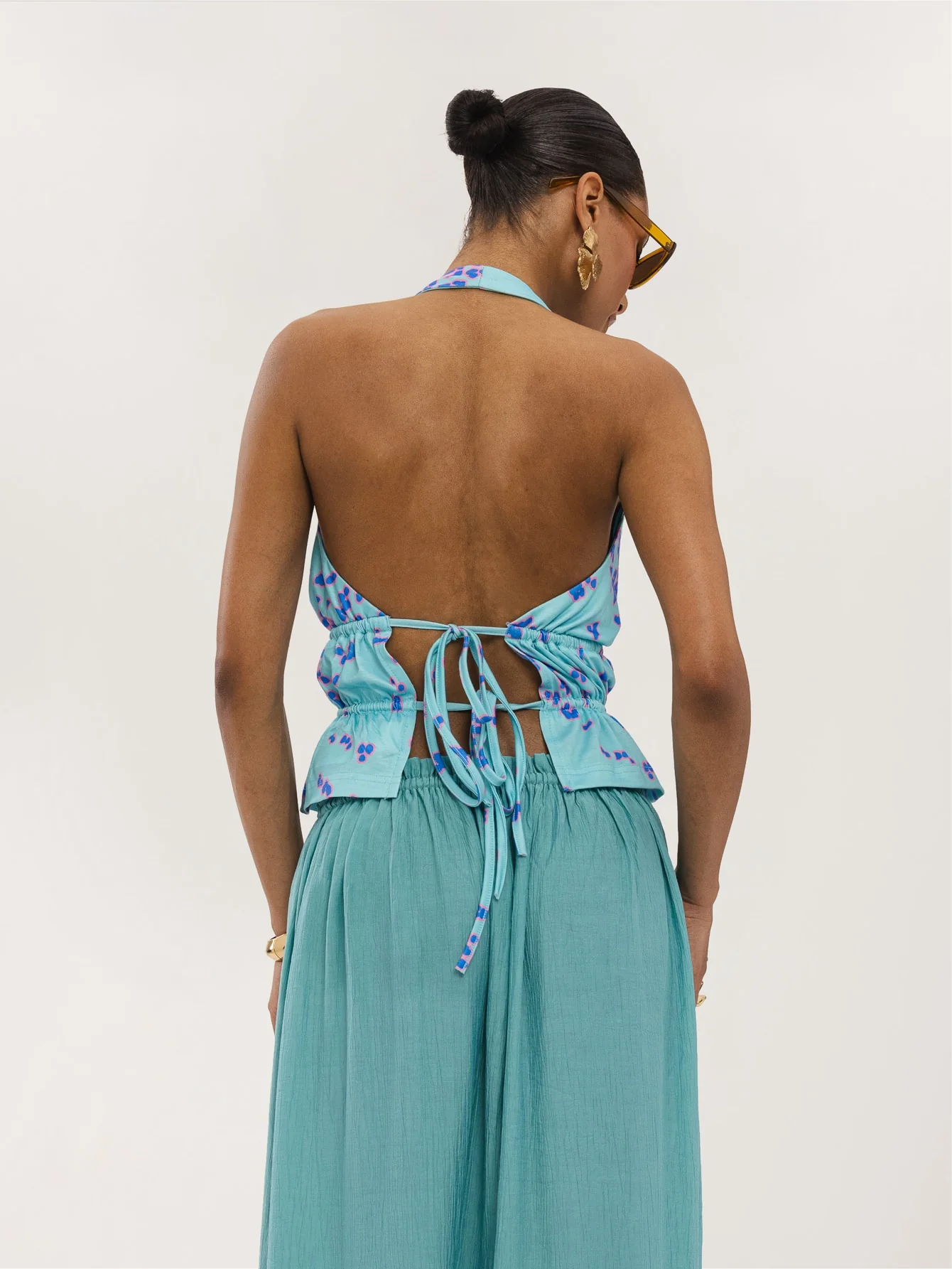 Tiffany Top in Blue on Aqua Confetti - Image 3
