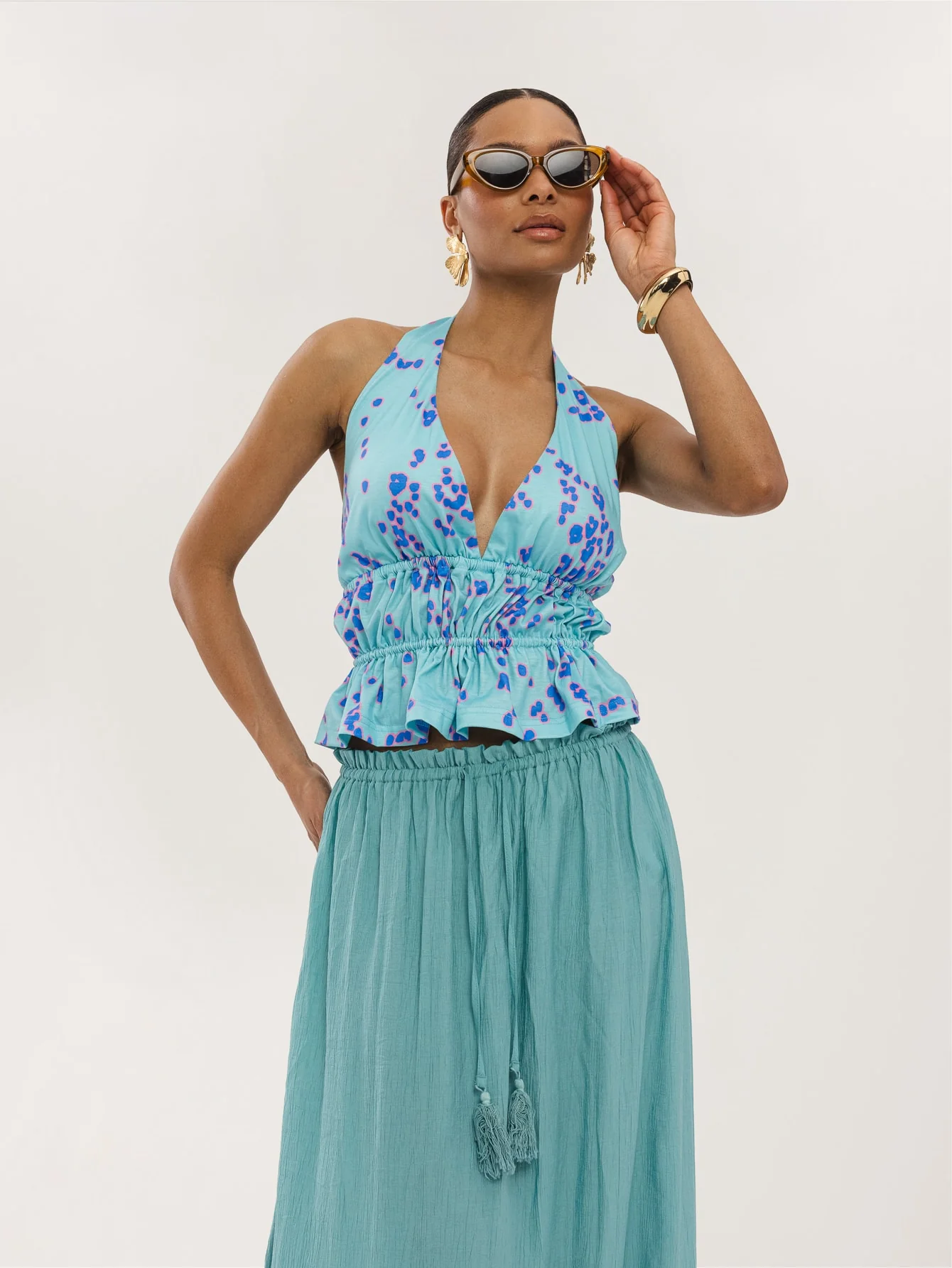 Tiffany Top in Blue on Aqua Confetti - Image 4