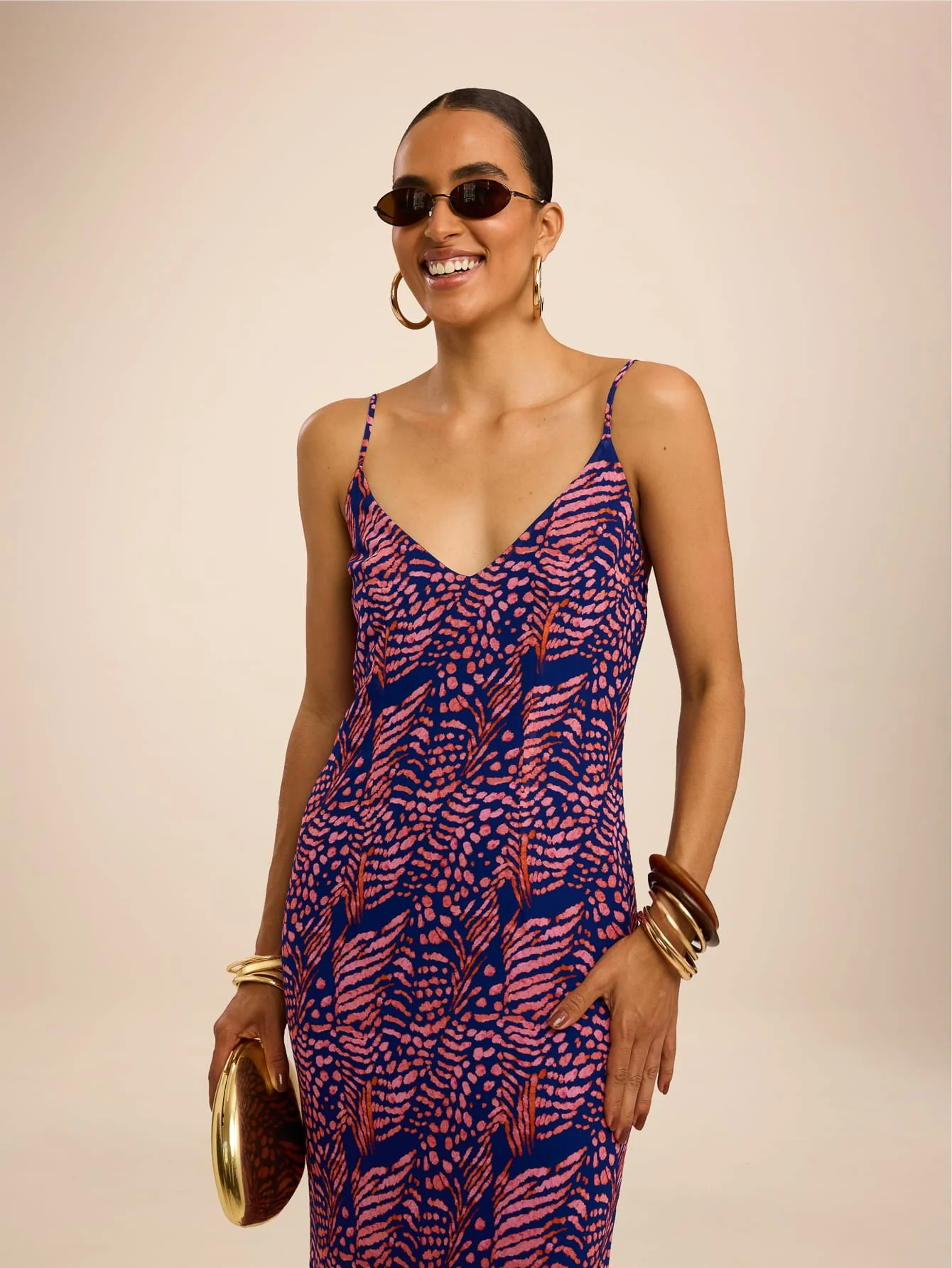 Savara Dress in Navy & Pink Safari - Image 4