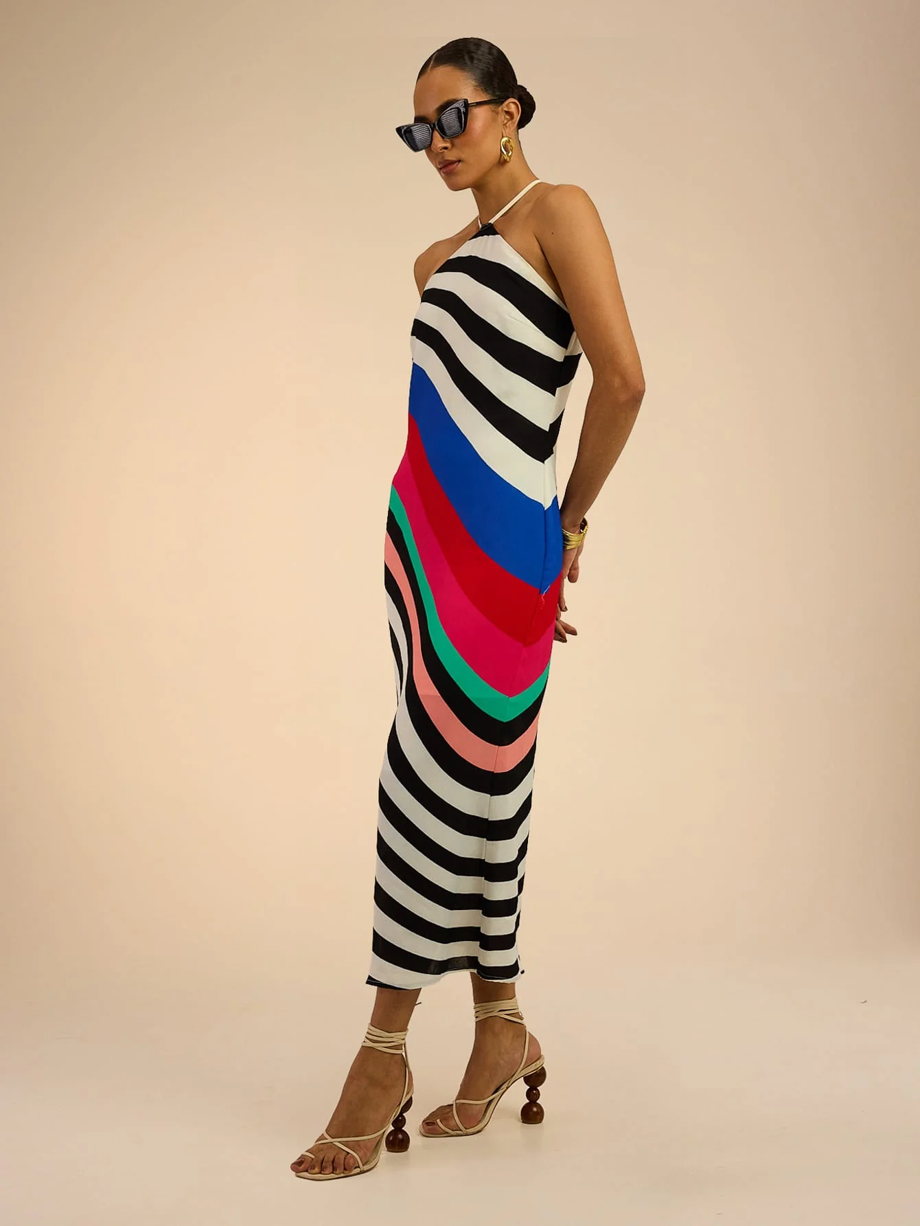 Virena Dress in Multi Stripe - Image 3