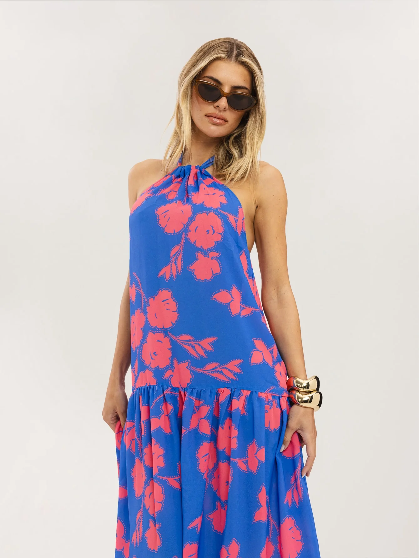 Limeira Dress in Blue Dotty Floral - Image 4