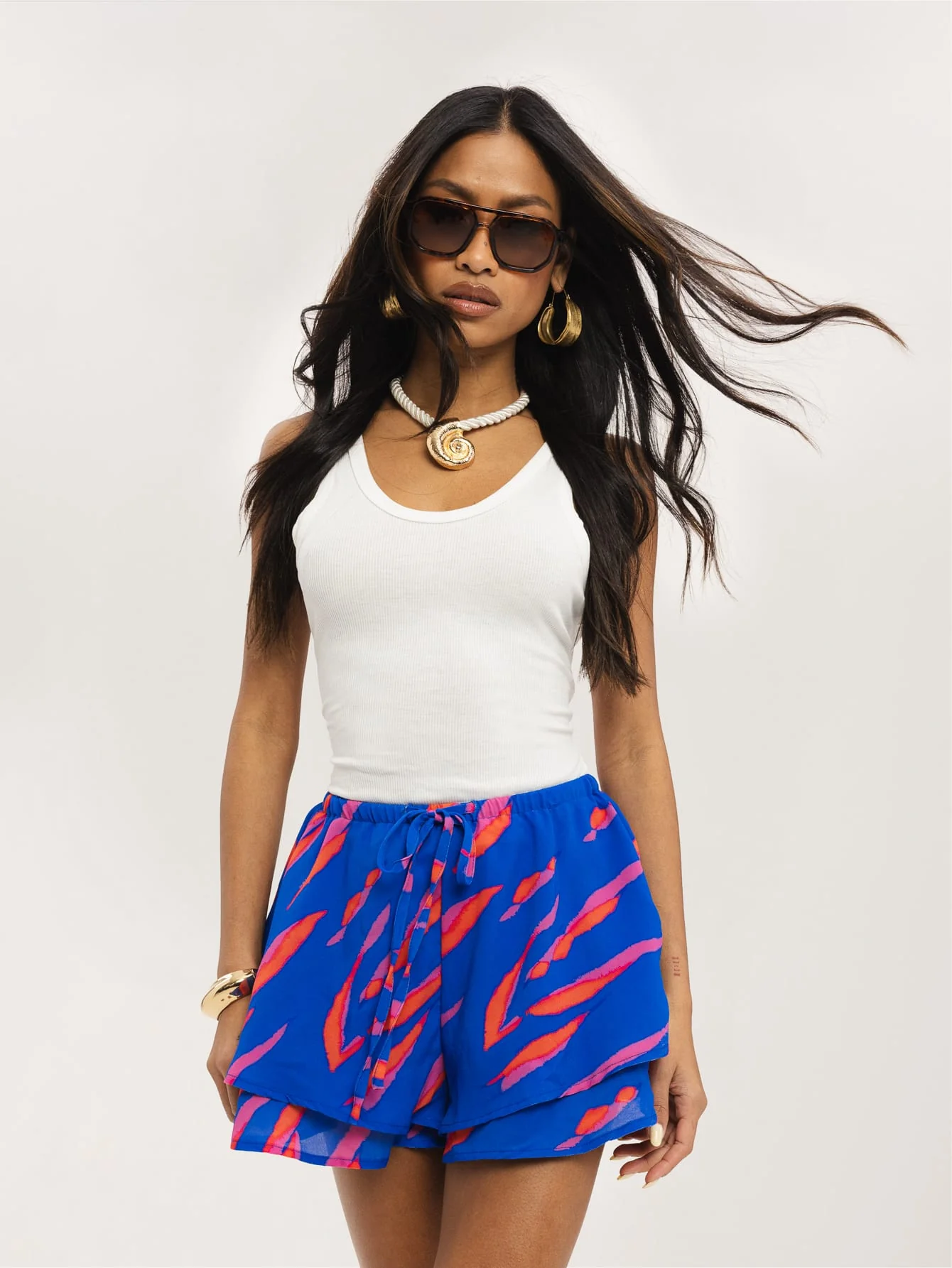 Pomera Shorts in Blue & Pink Tiger - Image 3