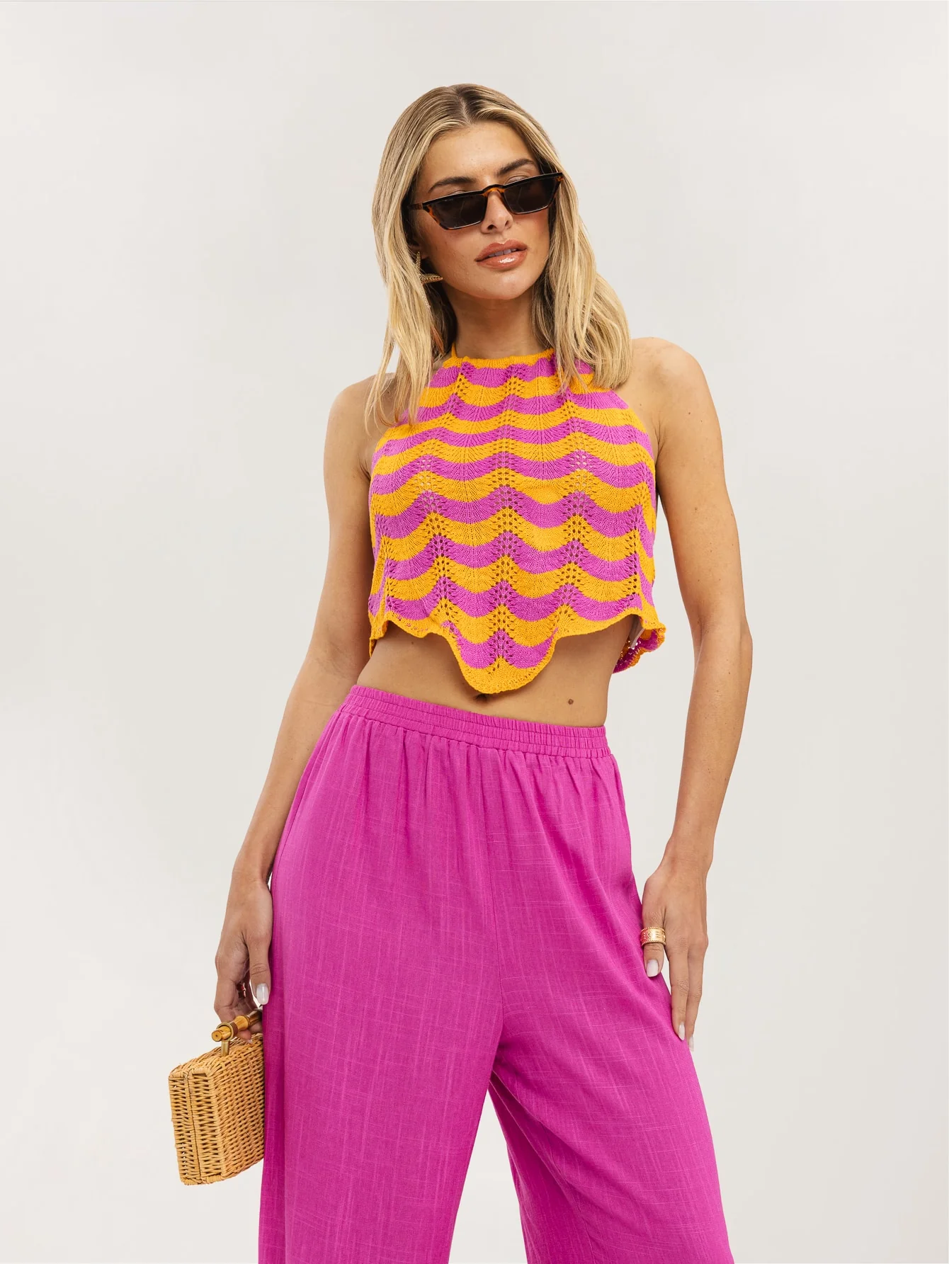 Alika Top in Pink & Orange Wave Stripe - Image 3