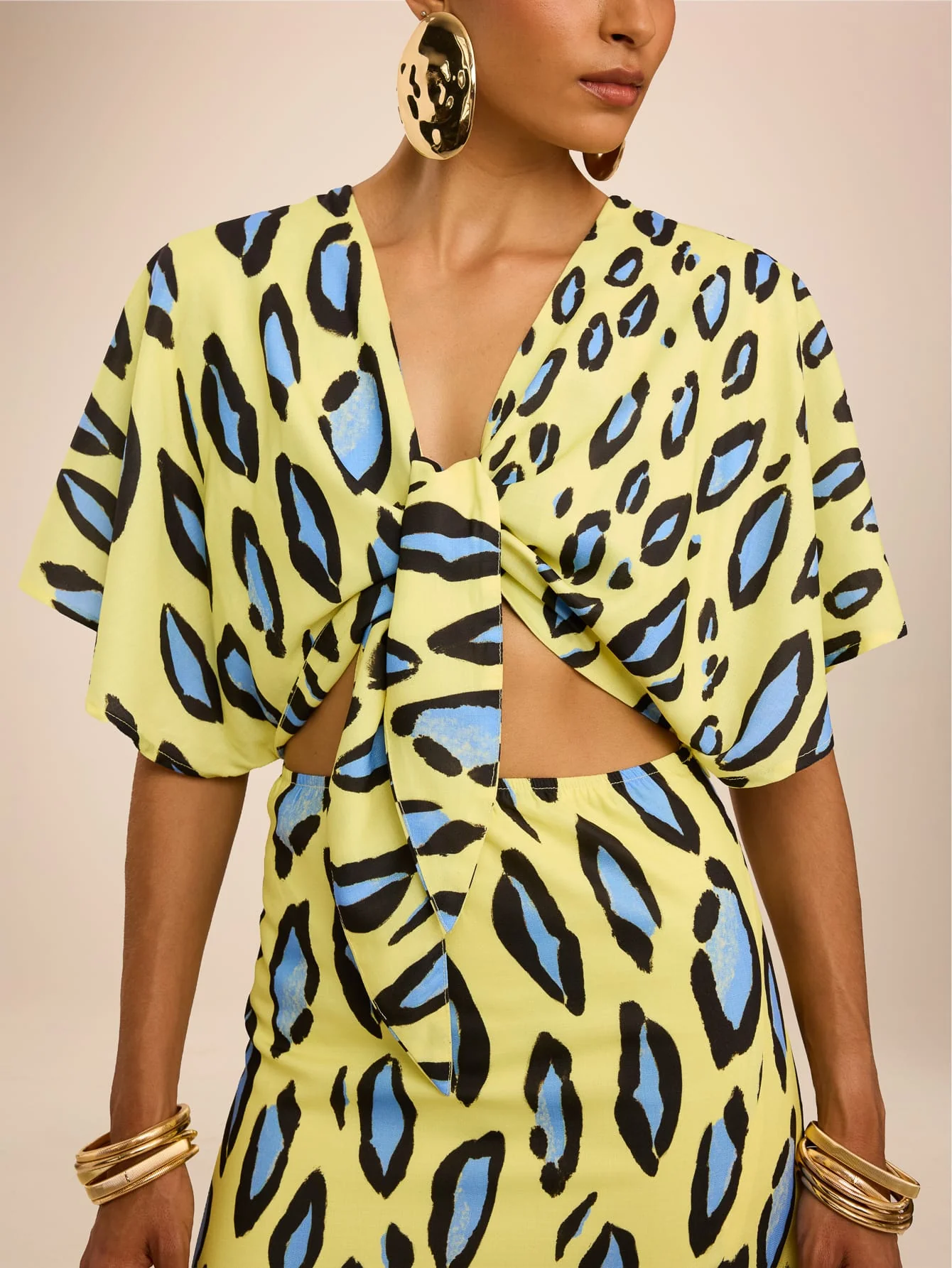 Haven Dress in Blue & Yellow Leopard - Image 6