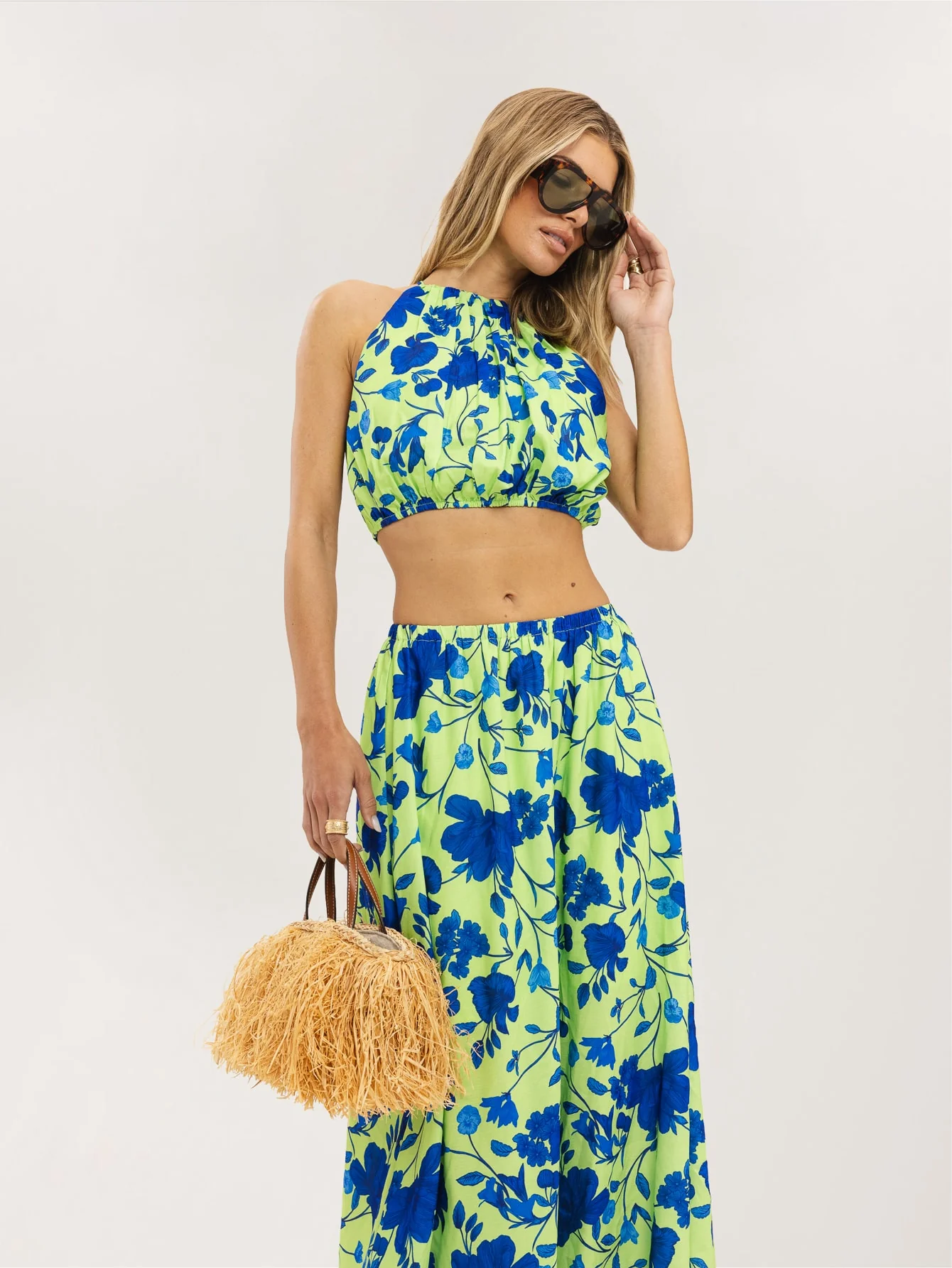 Estoria Co-Ord in Blue on Lime Meadow - Image 3