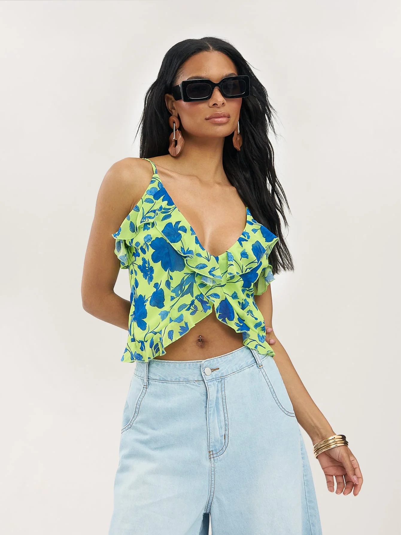 Bonita Top in Blue on Lime Meadow - Image 4