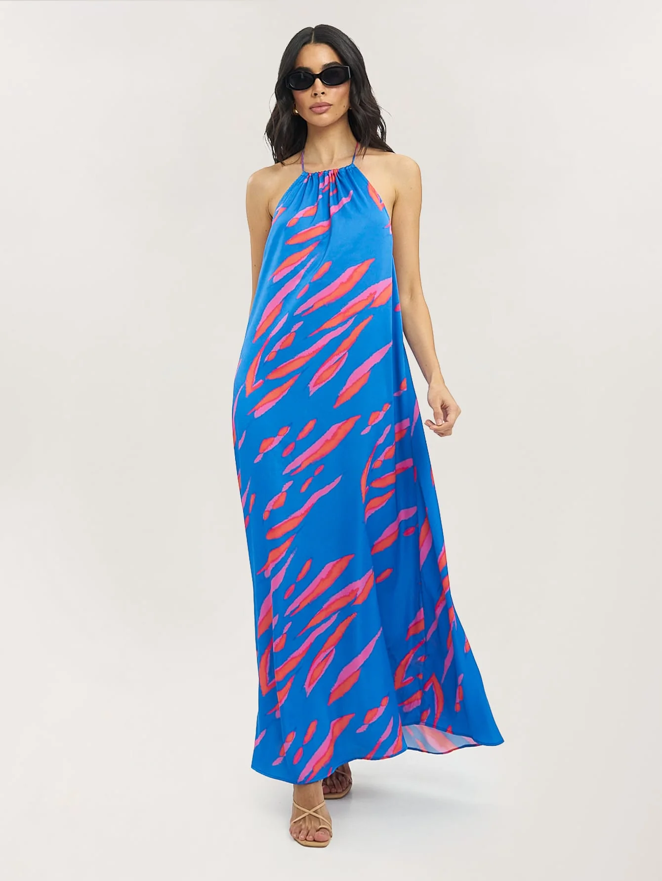 Lorenzo Dress in Blue & Pink Tiger - Image 3