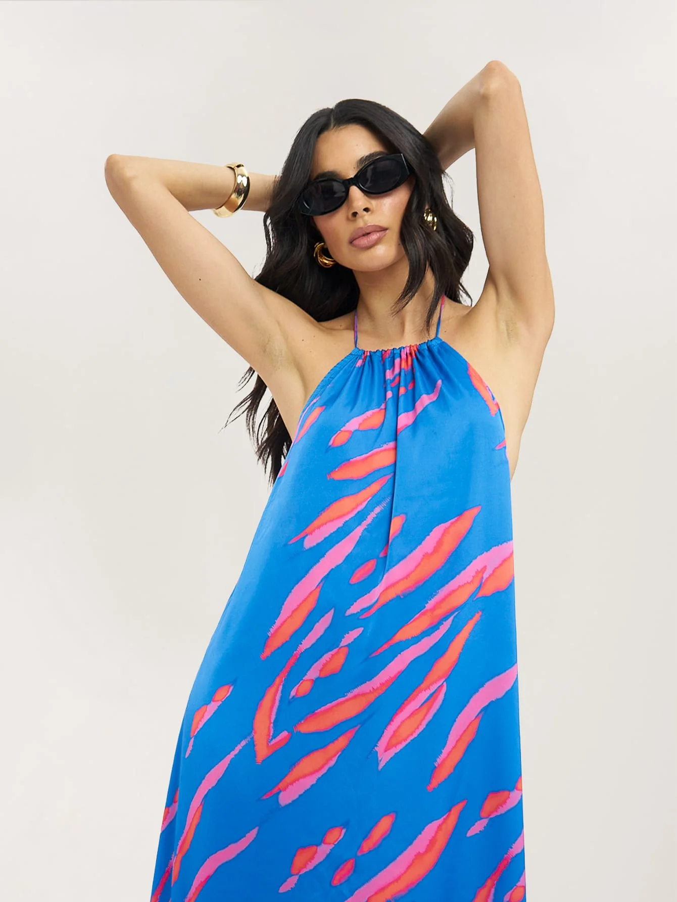 Lorenzo Dress in Blue & Pink Tiger - Image 4