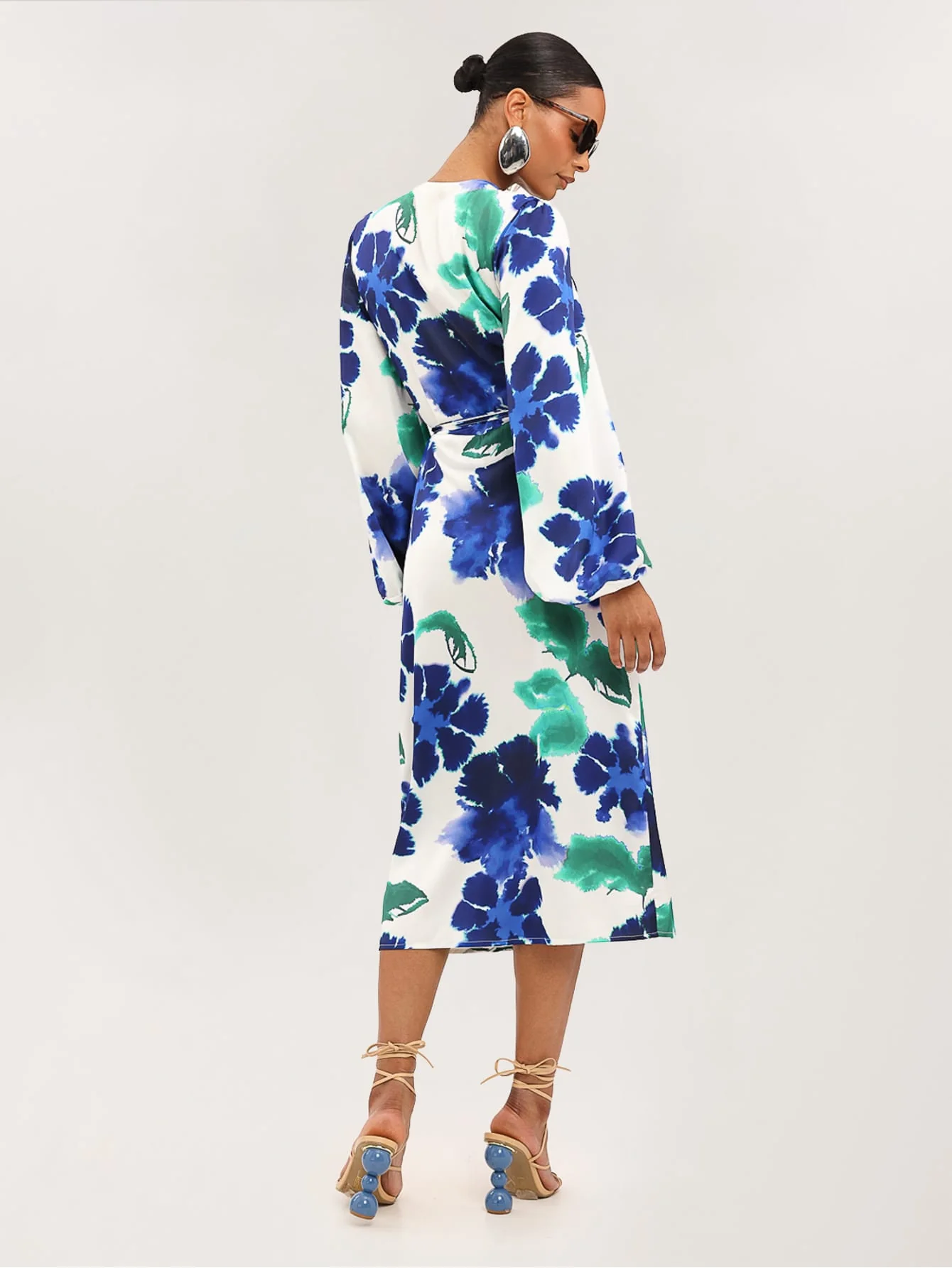 Jezabelle Dress in Blue & Green Floral - Image 3
