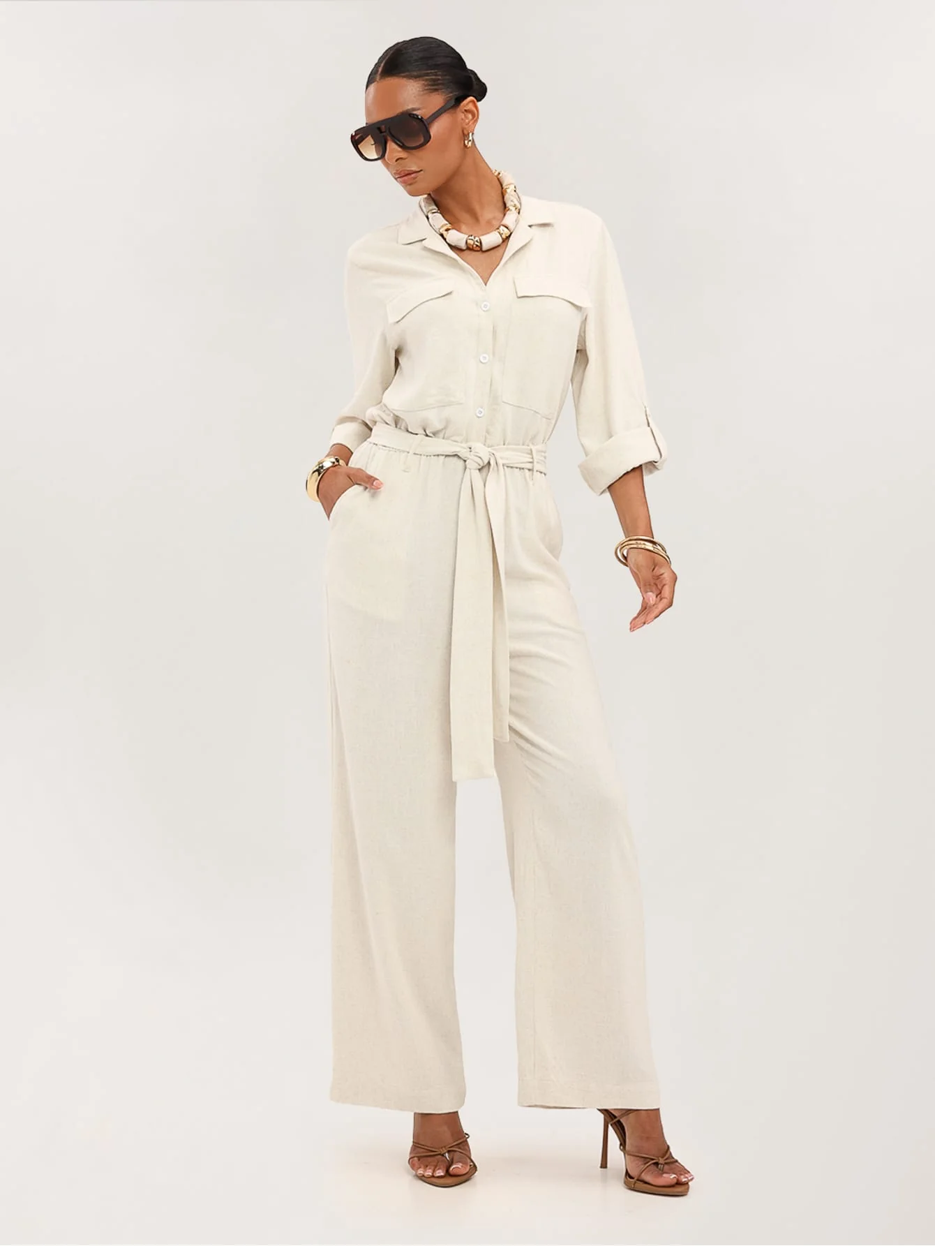 Amalfi Jumpsuit in Neutral - Image 6