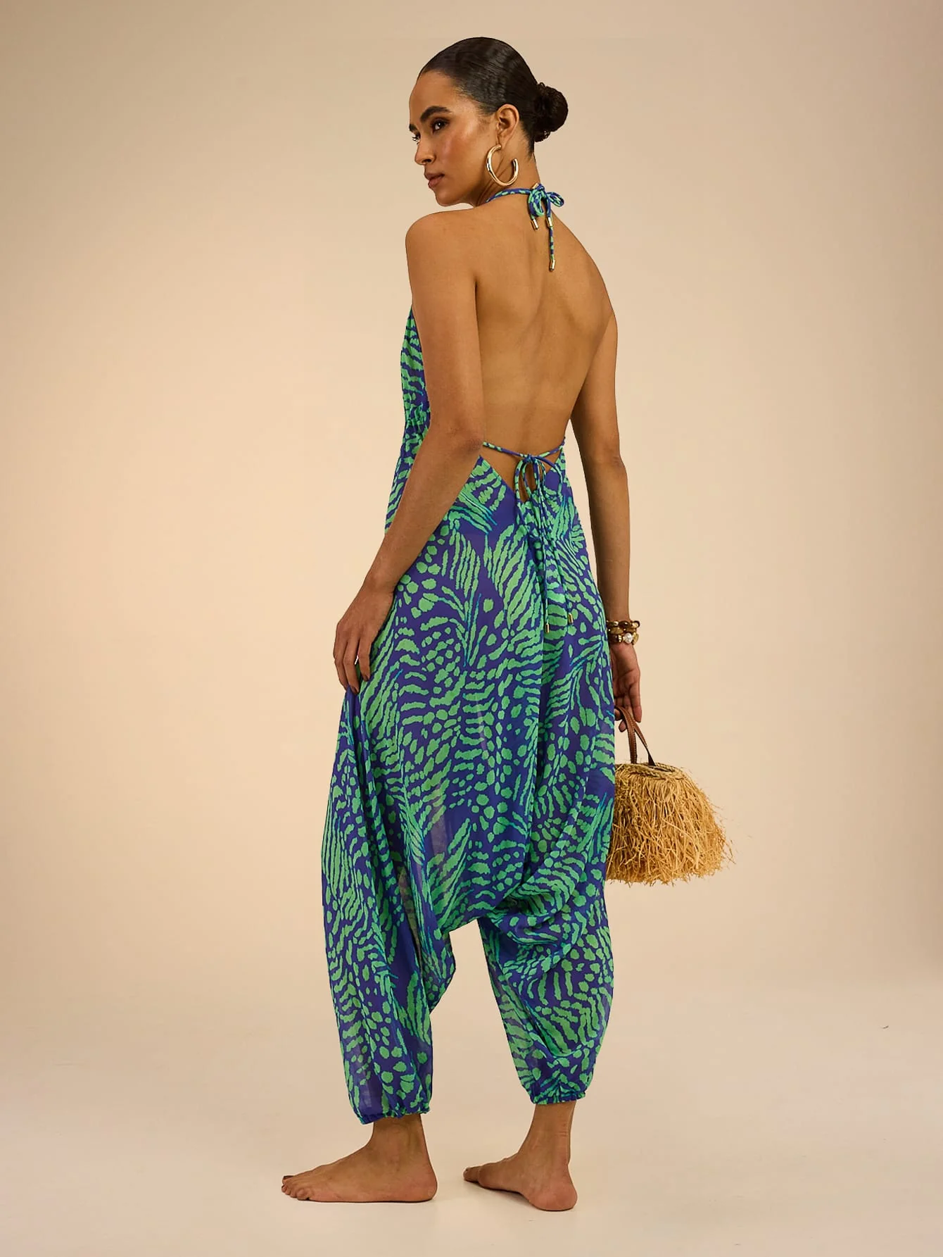 Genie Jumpsuit in Blue & Green Safari - Image 3
