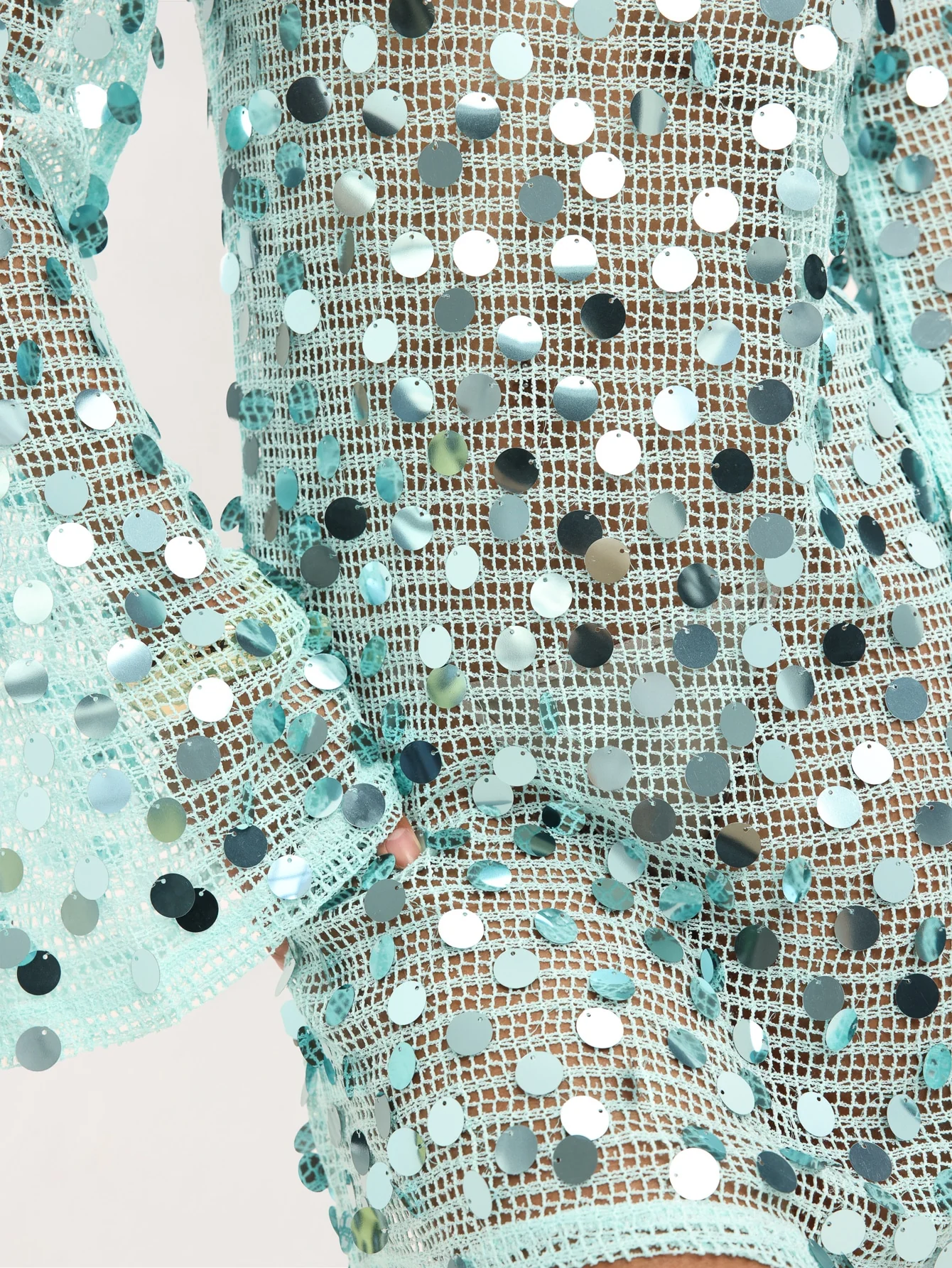 Stellessa Sequin Dress in Aqua - Image 4