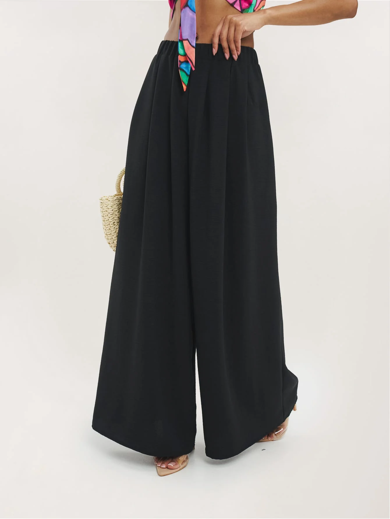 Caldera Wide Leg Trousers in Black - Image 3