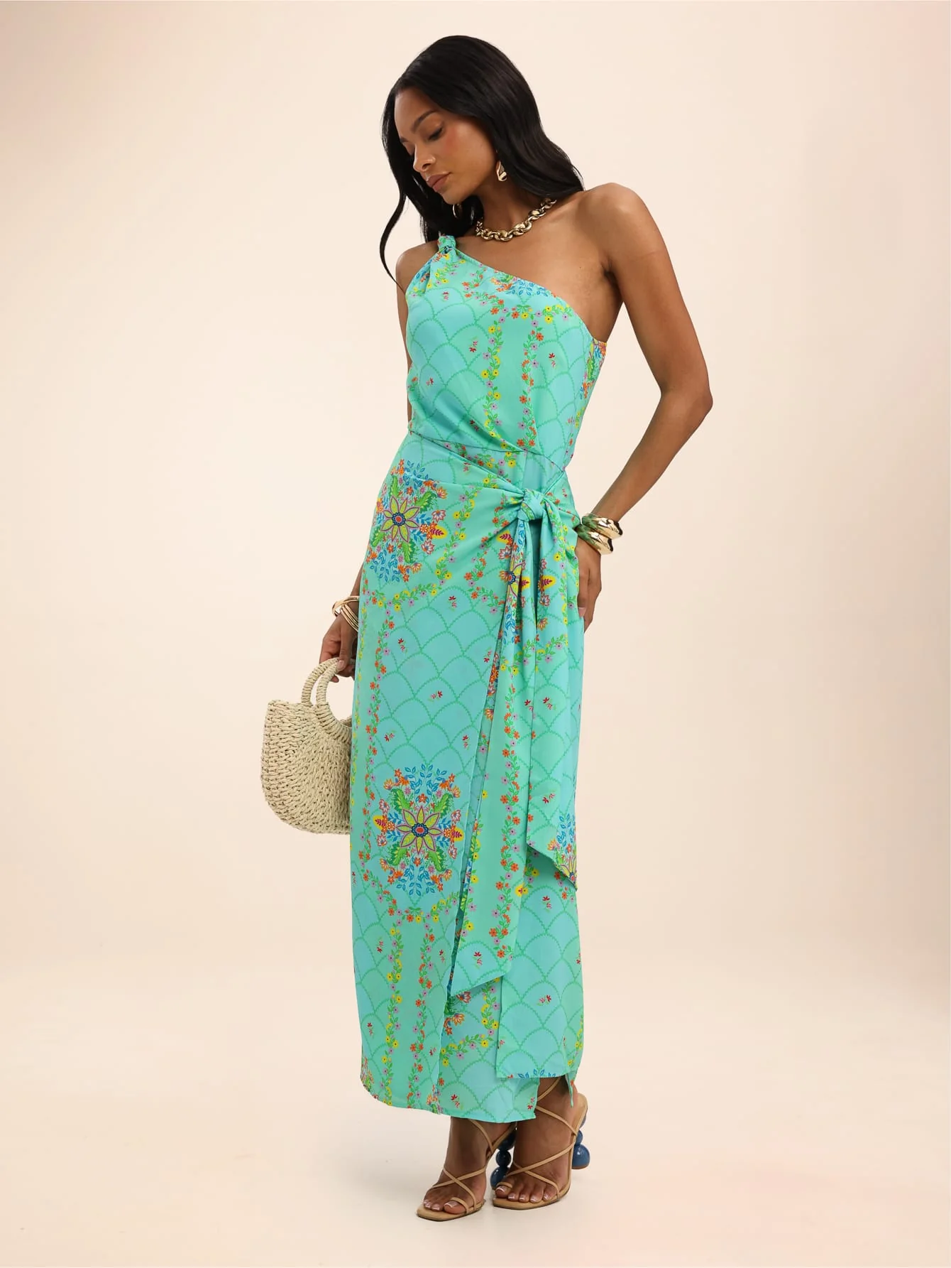 Peonia Dress in Mint Floral - Image 3