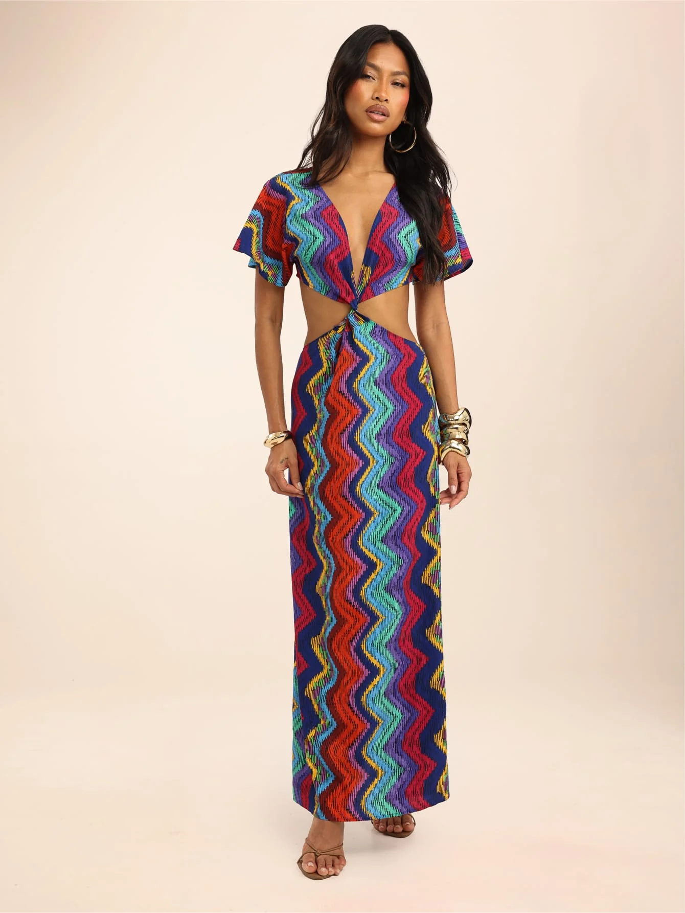 Tindara Dress in Ikat Stripe