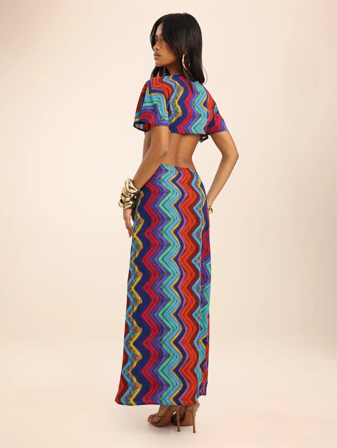 Tindara Dress in Ikat Stripe - Image 4