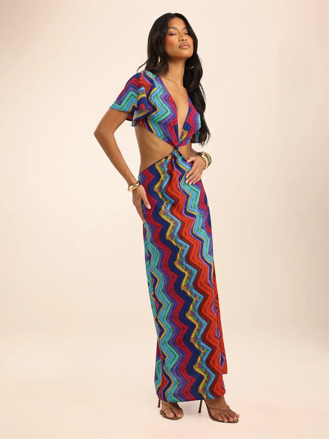 Tindara Dress in Ikat Stripe - Image 5