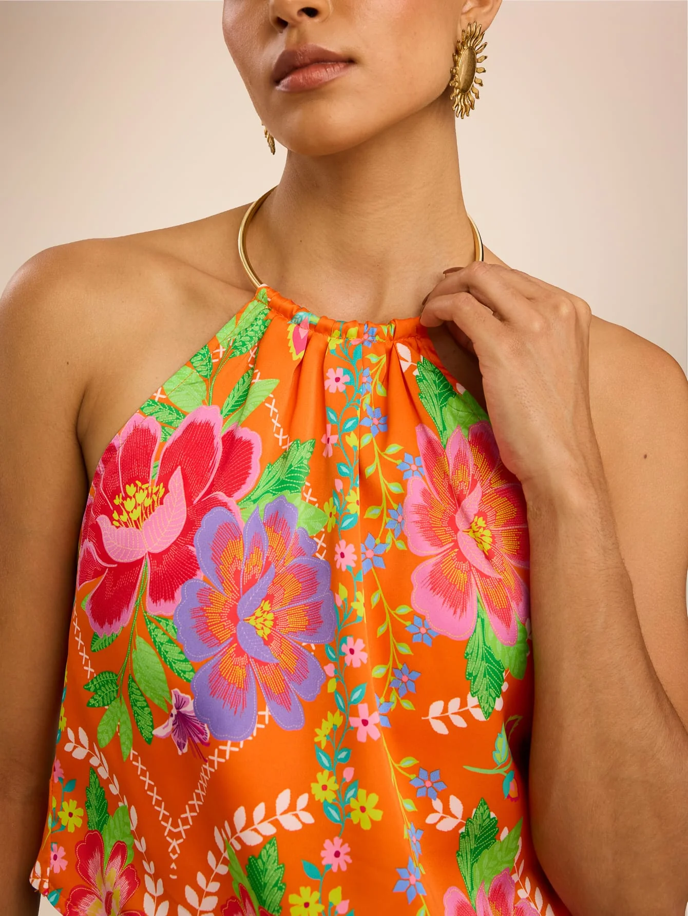 Solandra Top in Orange Bloom - Image 2