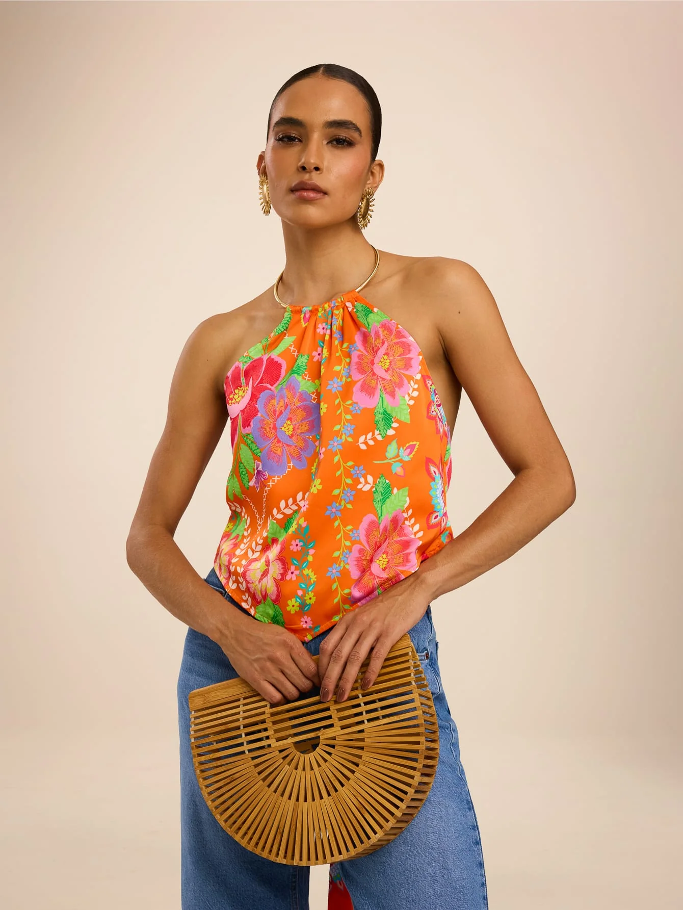 Solandra Top in Orange Bloom - Image 5