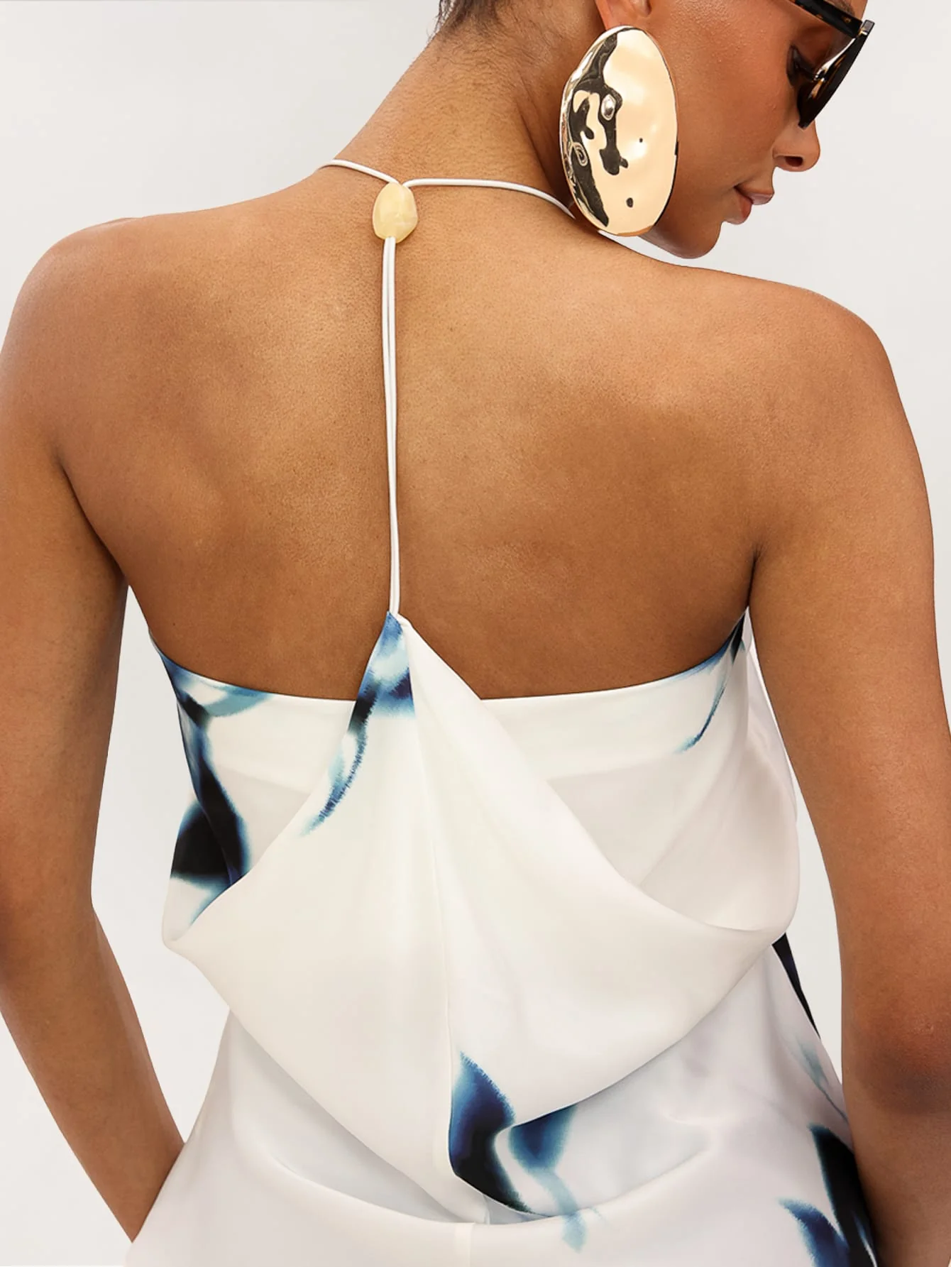 Imelda Top in Abstract Floral Blue on White - Image 3