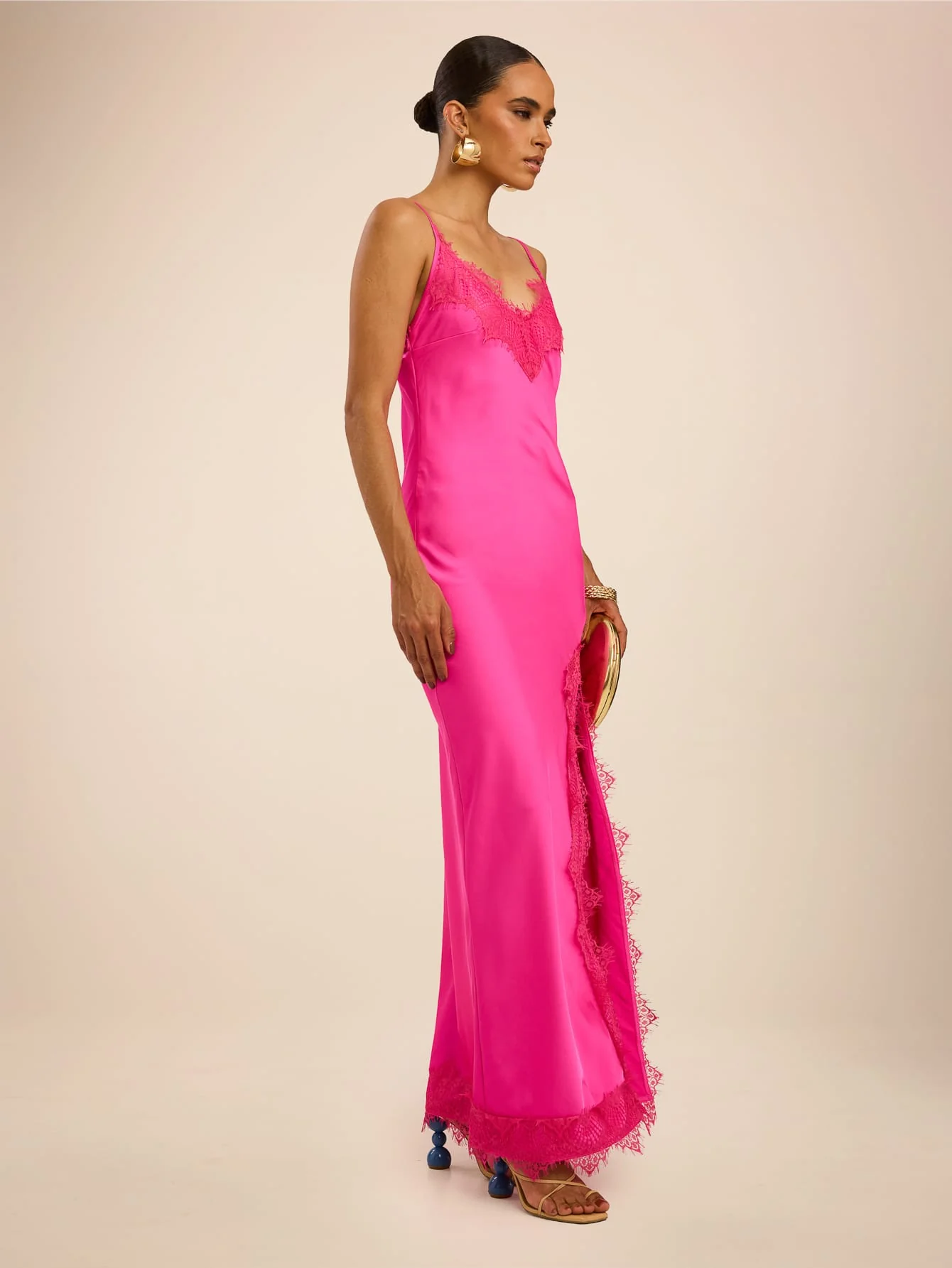 Belcanta Lace Dress in Hot Pink - Image 3