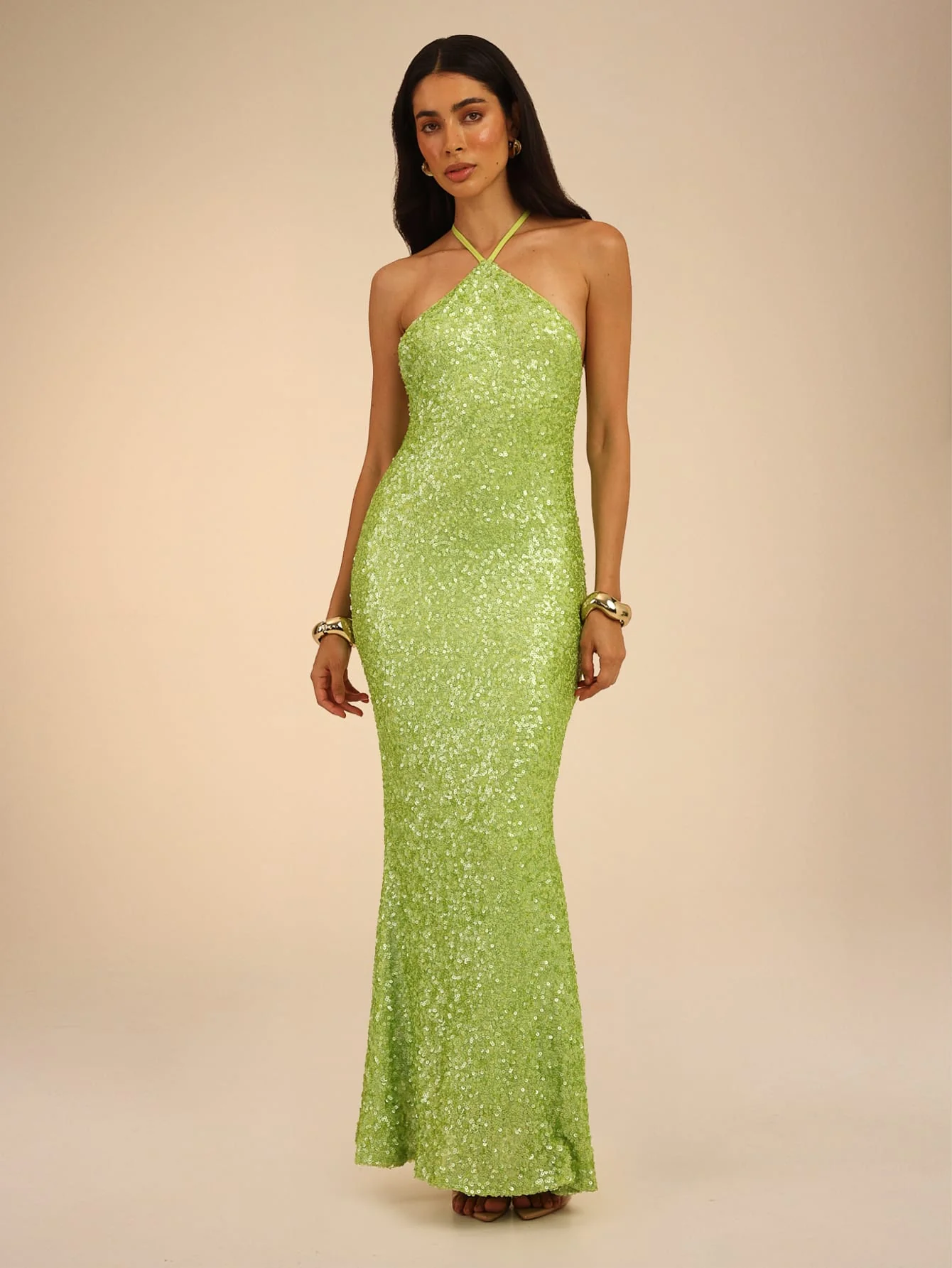Ophira Sequin Dress in Green - Image 4
