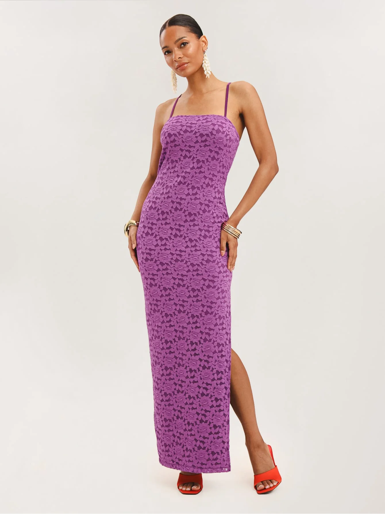 Sabrenna Dress in Purple Lace