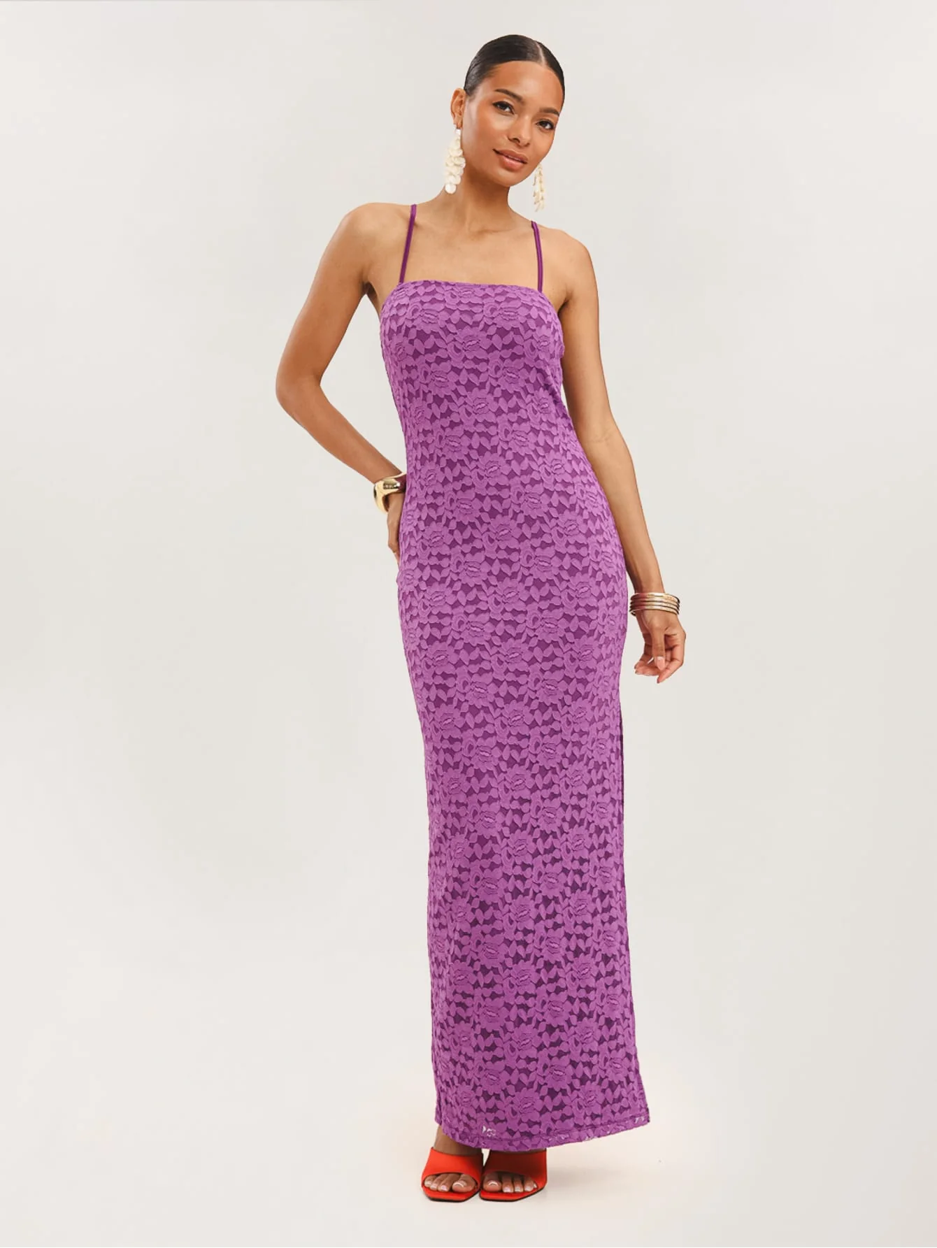 Sabrenna Dress in Purple Lace - Image 4