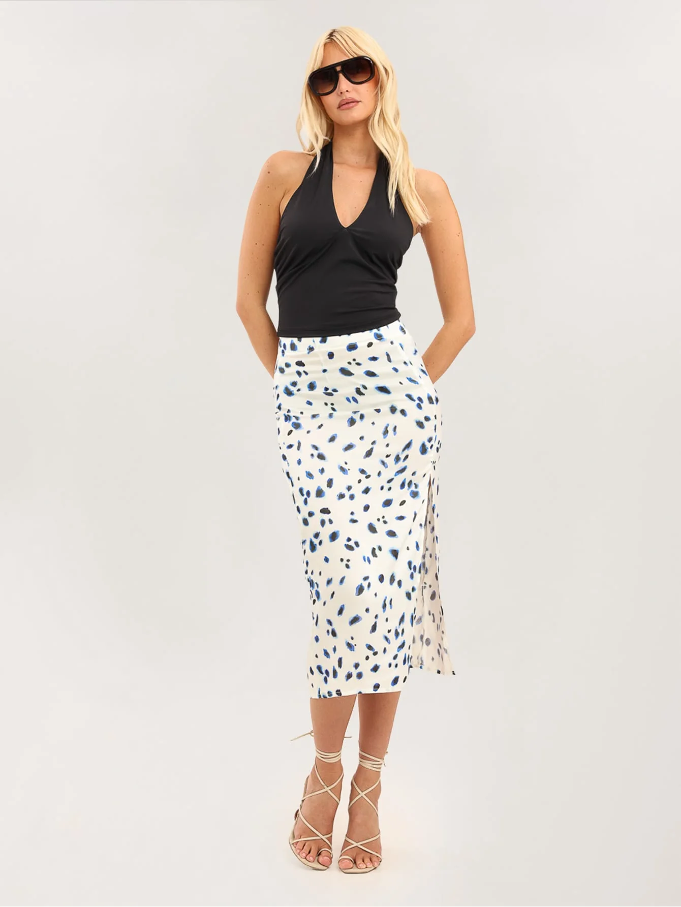 Sienora Skirt in Blue on White Smudge Leopard - Image 6
