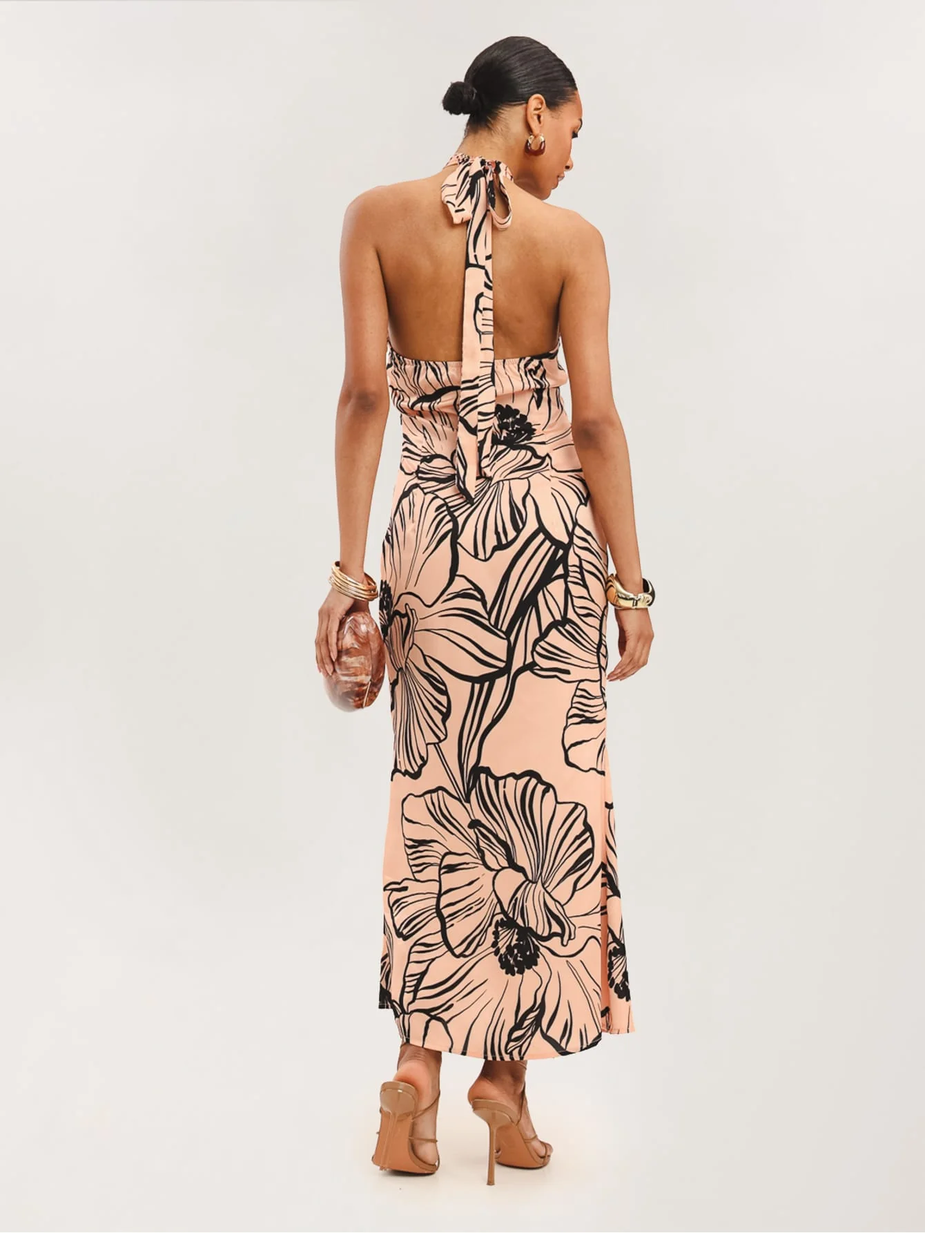Esmerra Dress in Peach Ink Floral - Image 2