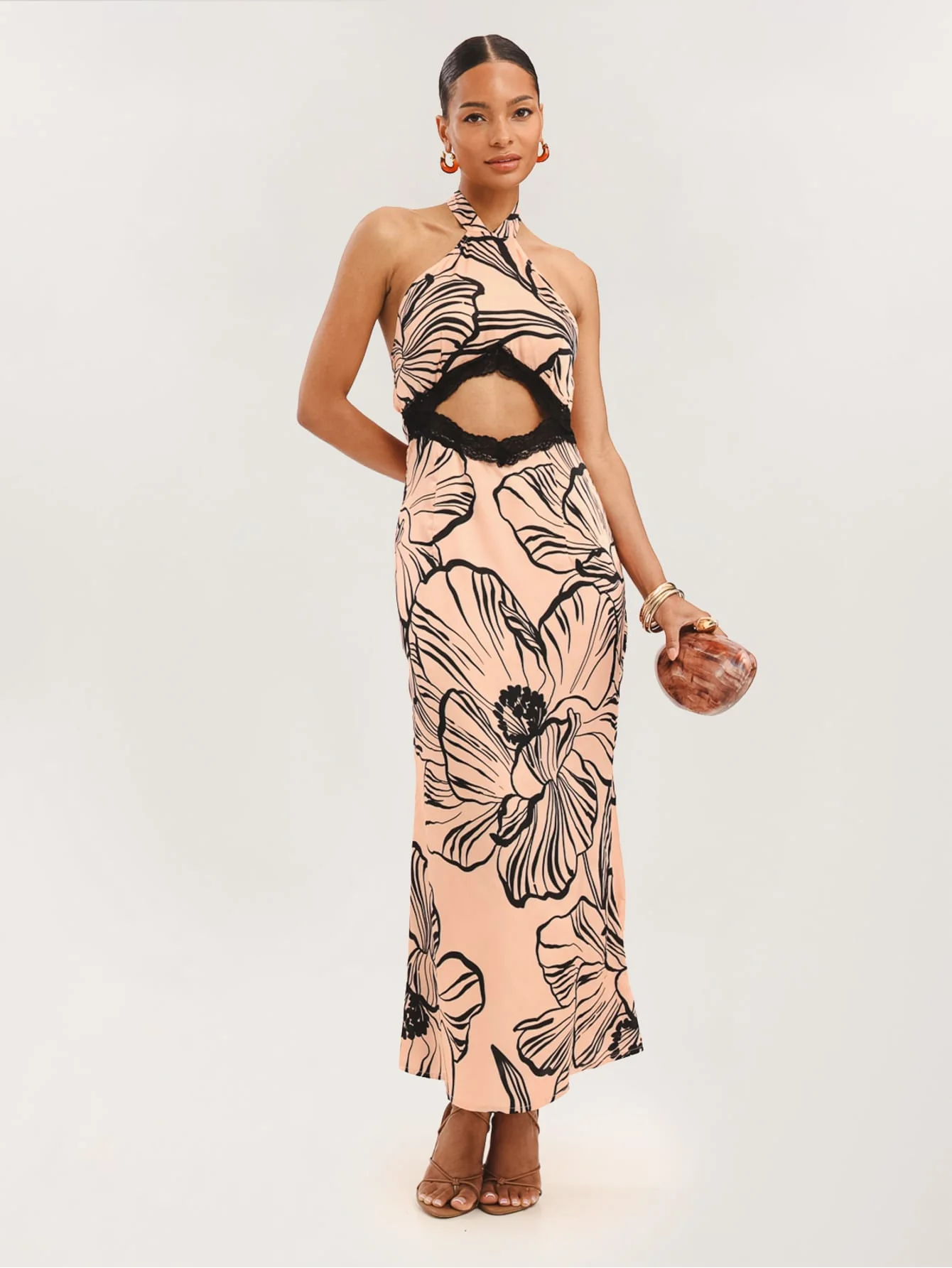 Esmerra Dress in Peach Ink Floral - Image 5